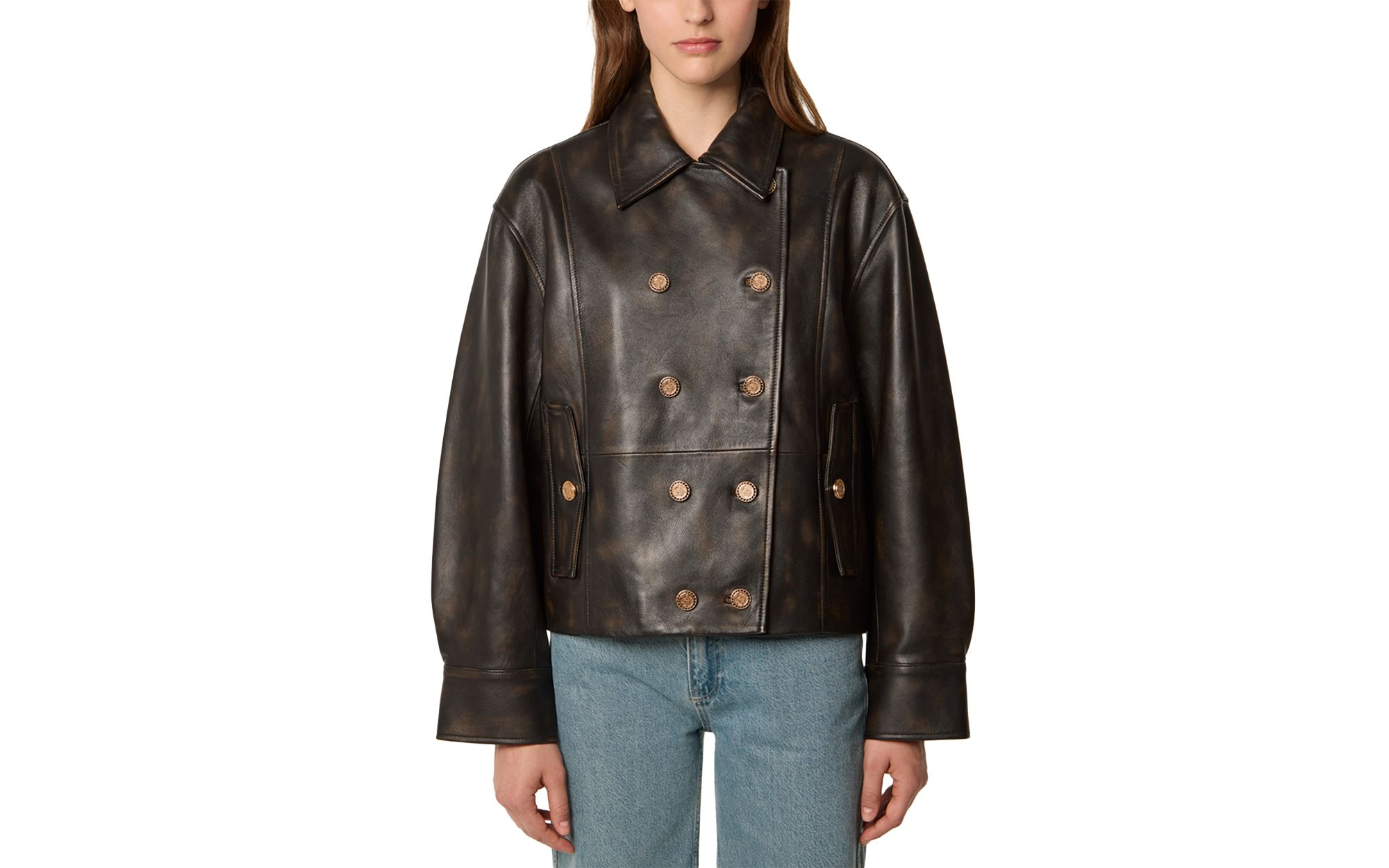 Double Breasted Leather Jacket — Image 5