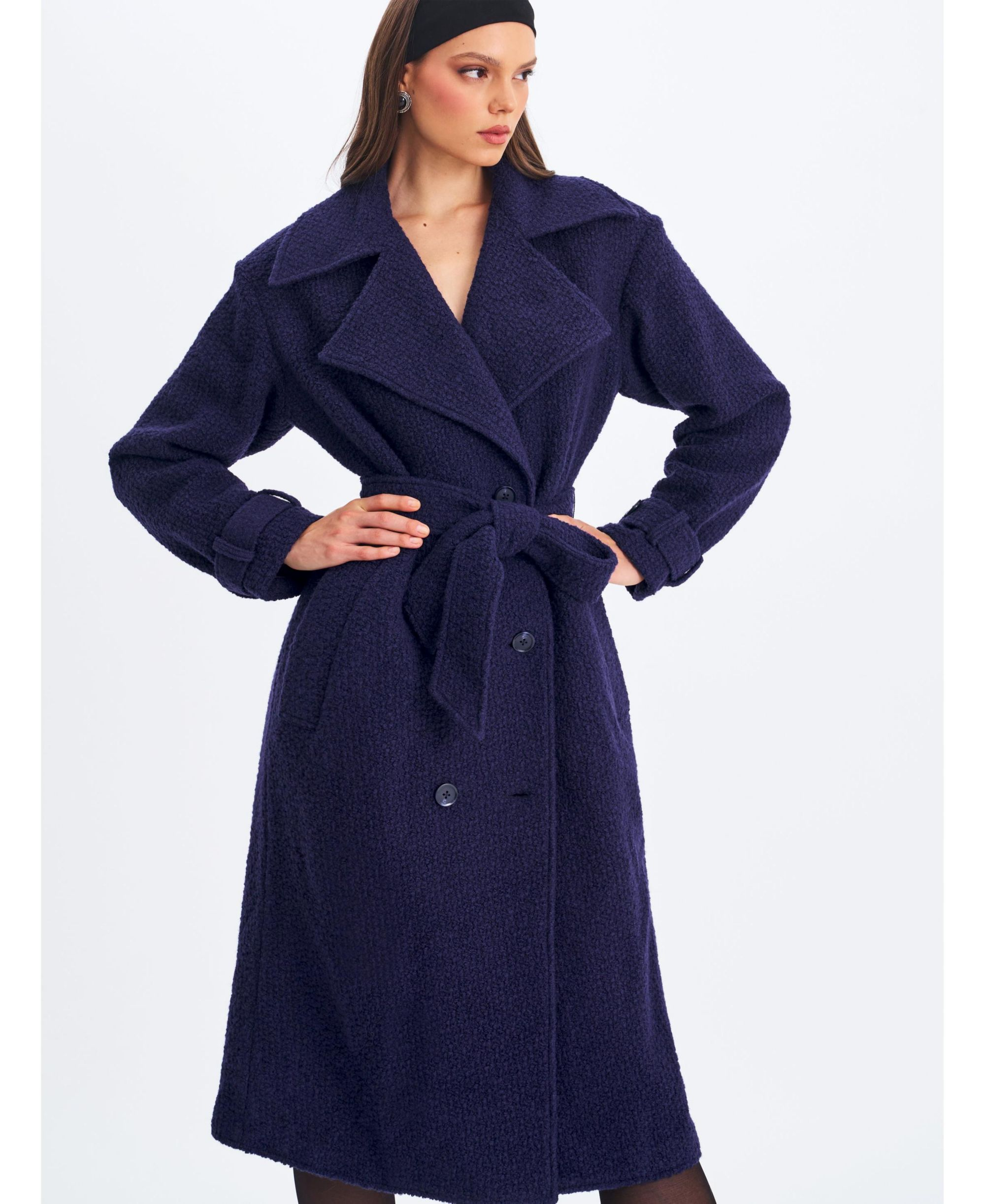 Jaelyn Wool Blend Double-Breasted Belted Coat — Image 3