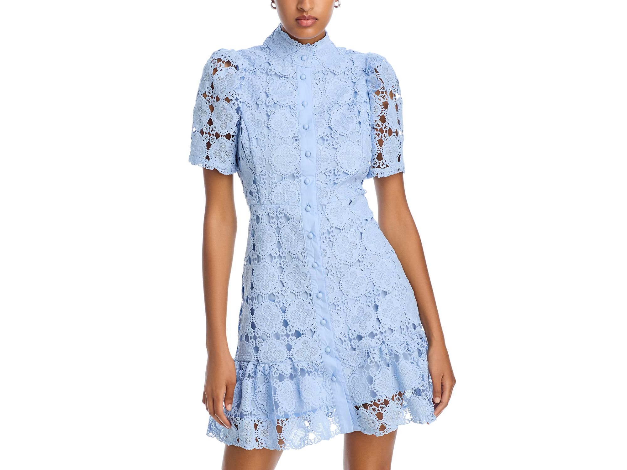 Floral Lace Mock Neck Mini Dress -Exclusive — Image 4