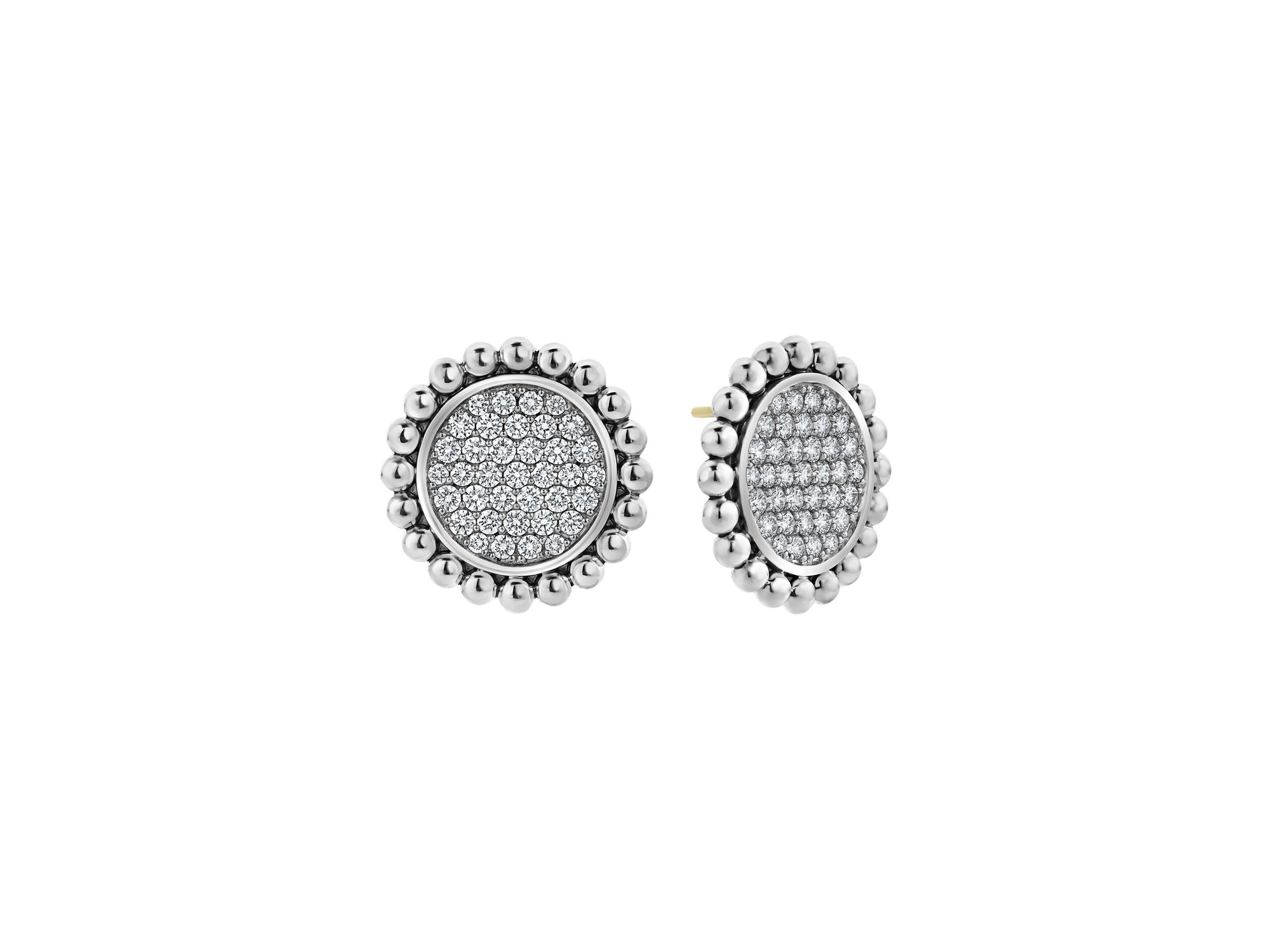 Sterling Silver Caviar Spark Diamond Clip-On Stud Earrings — Image 4