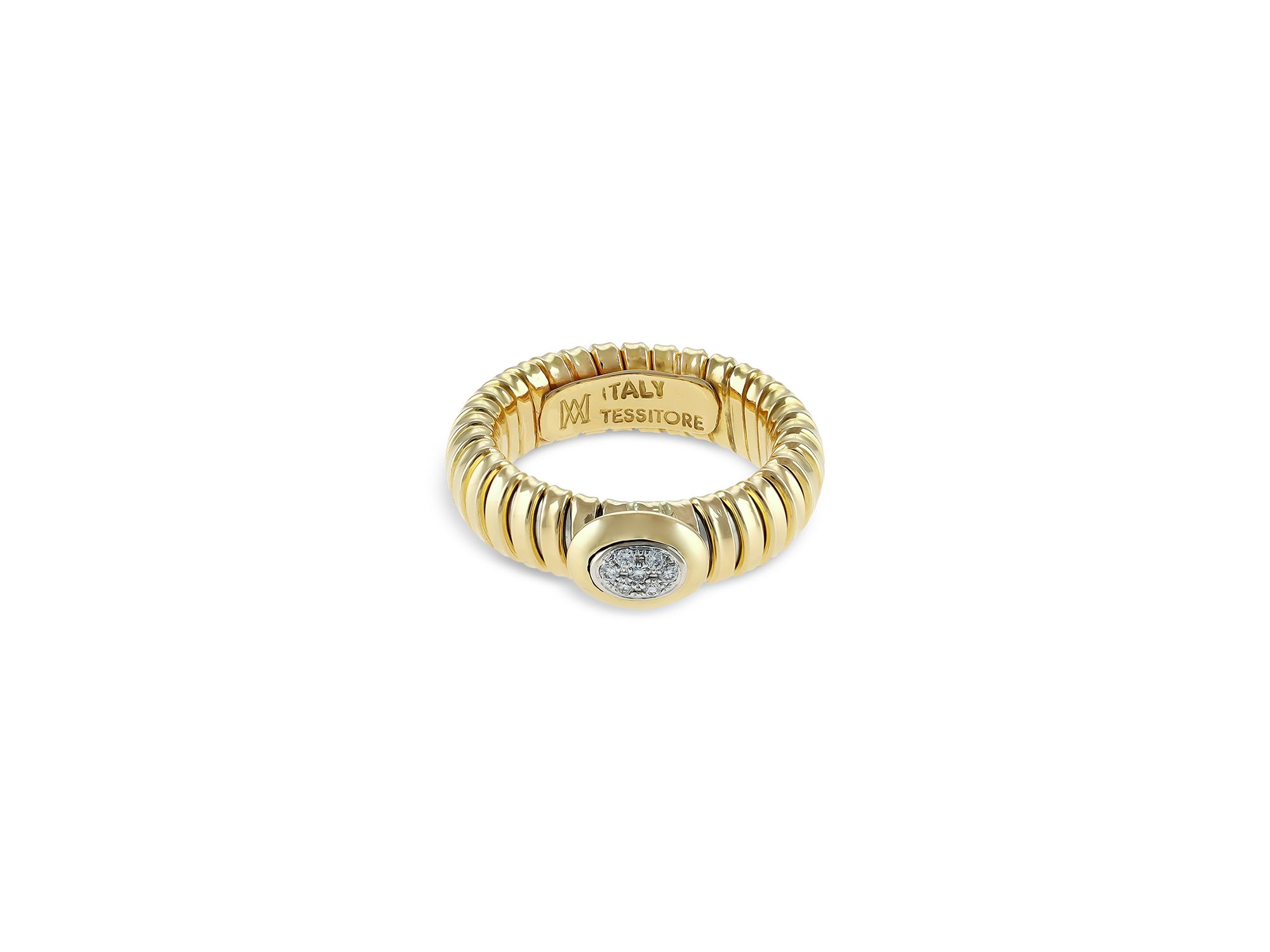 18K Yellow Gold Via Giardino Tubogas Diamond Cluster Ring — Image 3