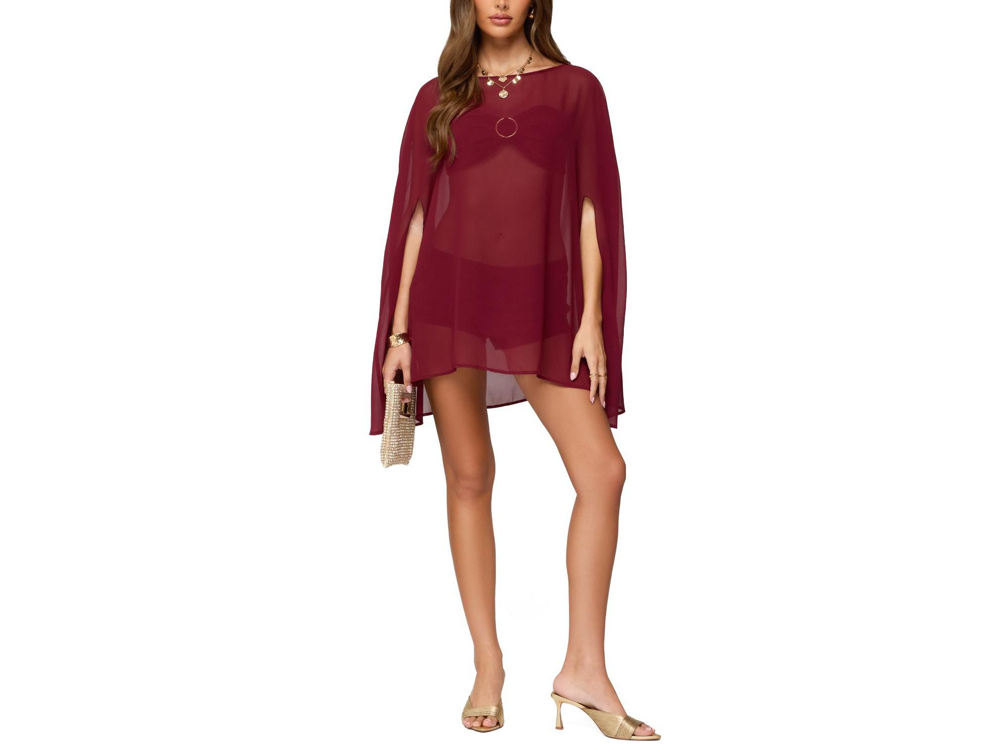 Mckenzie Sheer Chiffon Poncho — Image 4