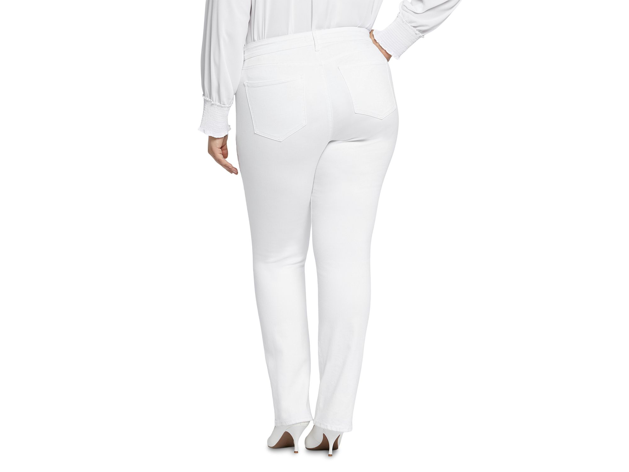 Plus Marilyn High Rise Straight Jeans in Optic White — Image 7