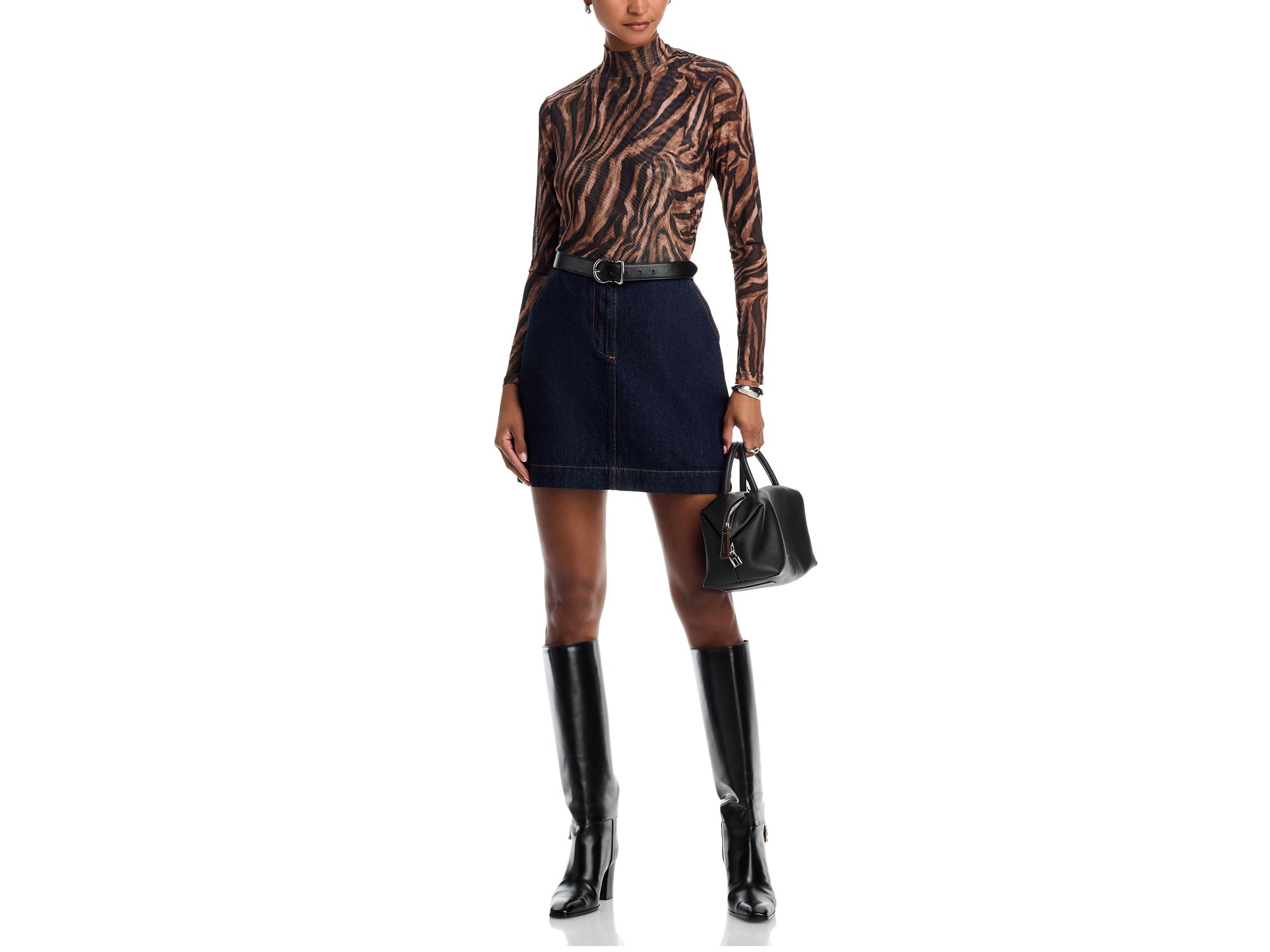 Animal Print Mesh Long Sleeve Top - Exclusive — Image 4