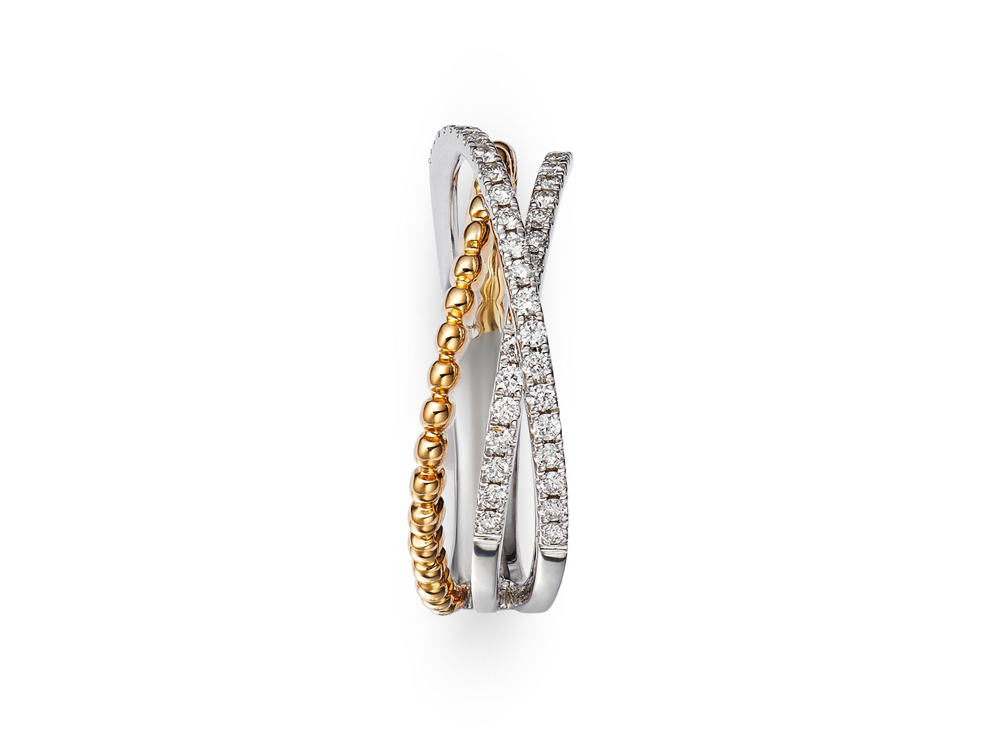 Diamond Crossover Ring in 14K White & Yellow Gold, 0.25 tcw — Image 3