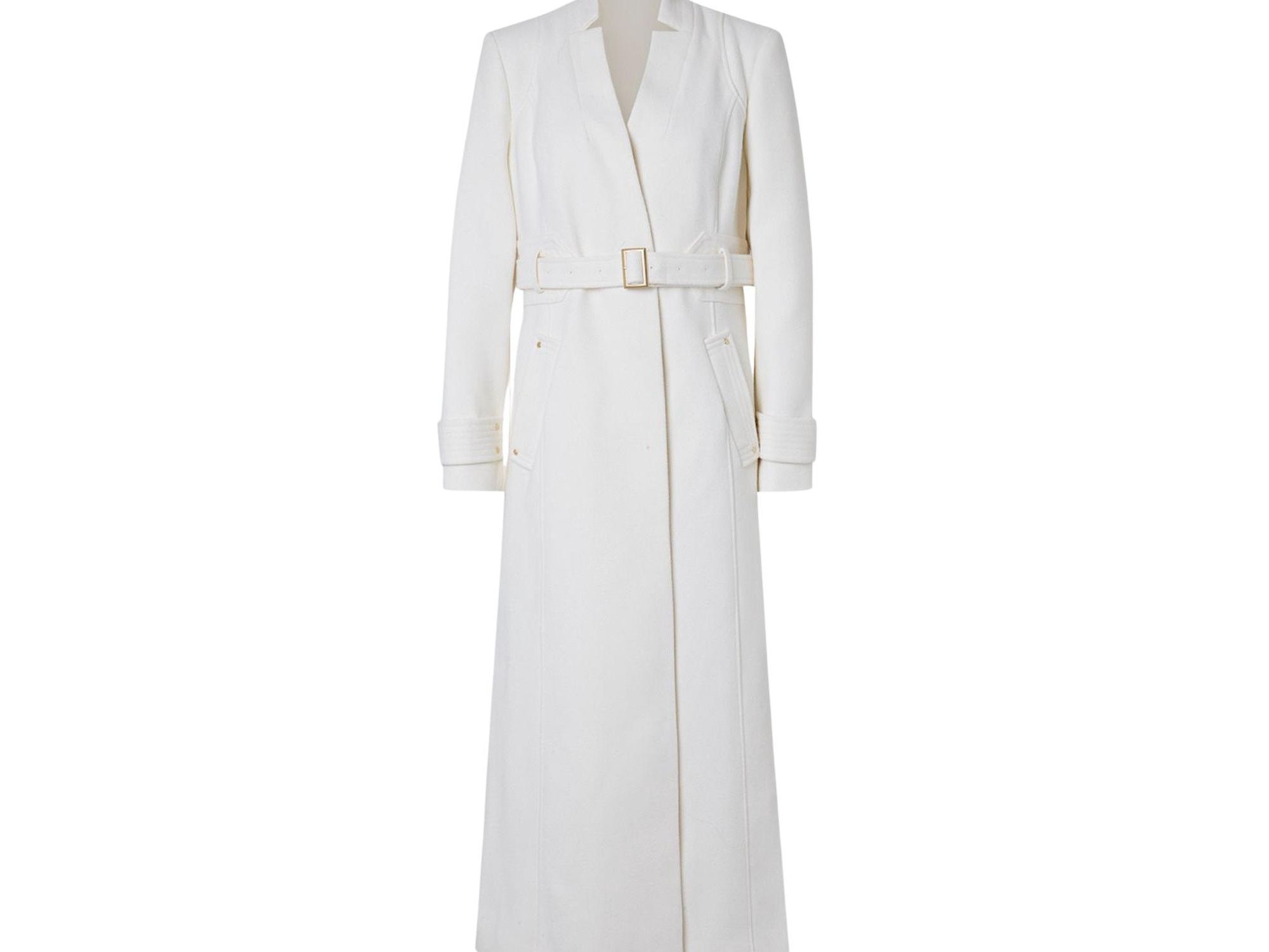 Wool Notch Neck Belted Maxi Coat — Image 4