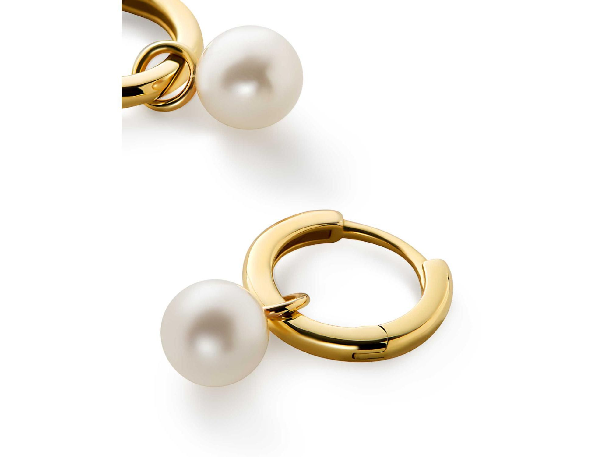 Small Gold Hoop Earrings - Gold Pearl Hoops — Image 5