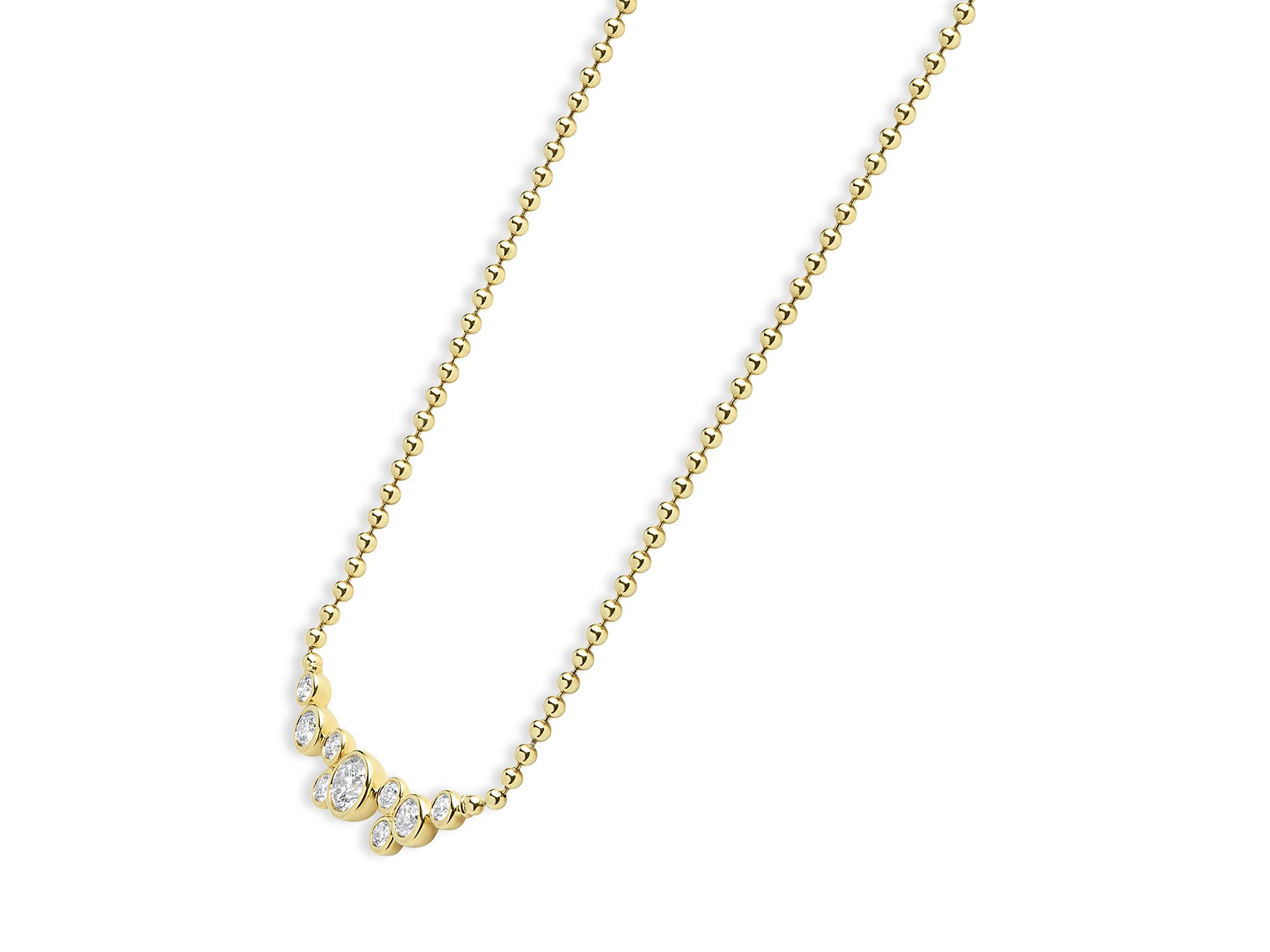 18K Yellow Gold Fizz Diamond Bezel Beaded Collar Necklace, 16-18" — Image 3