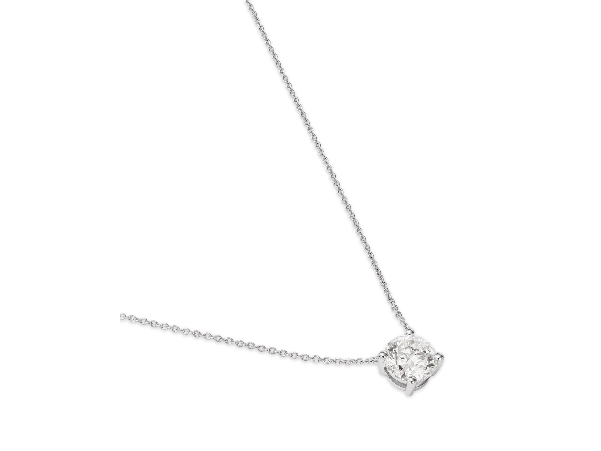 Diamond Certified Solitaire Pendant Necklace in 14K White Gold, 1.50 tcw — Image 3