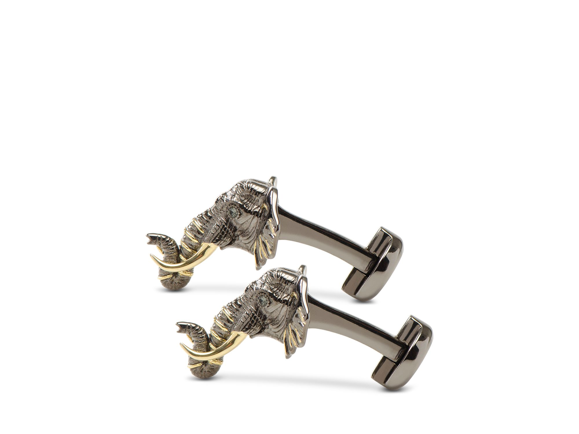 Sterling and 14K Gold Elephant Cufflinks — Image 5
