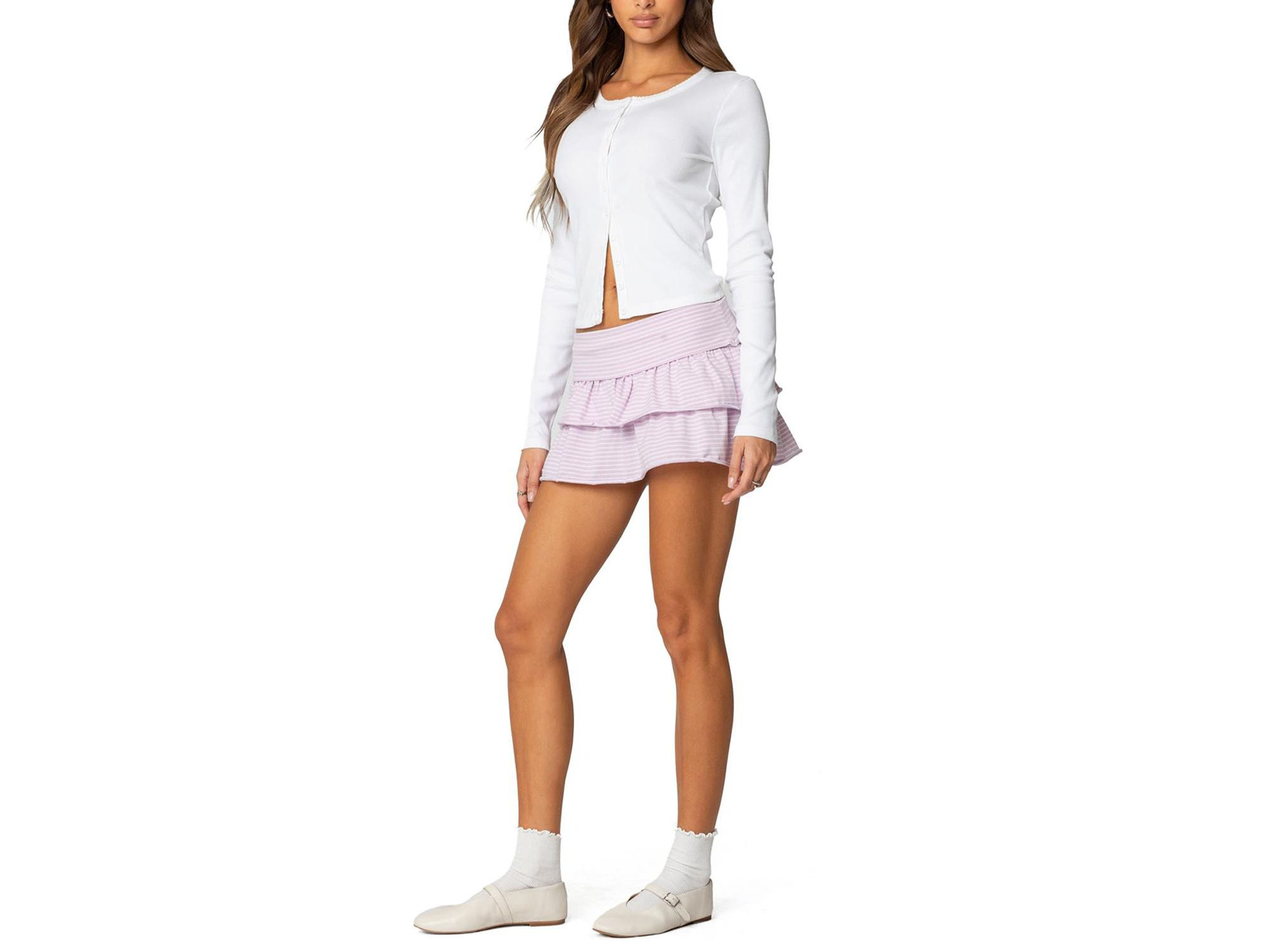 Lexie Ruffle Striped Mini Skirt — Image 3
