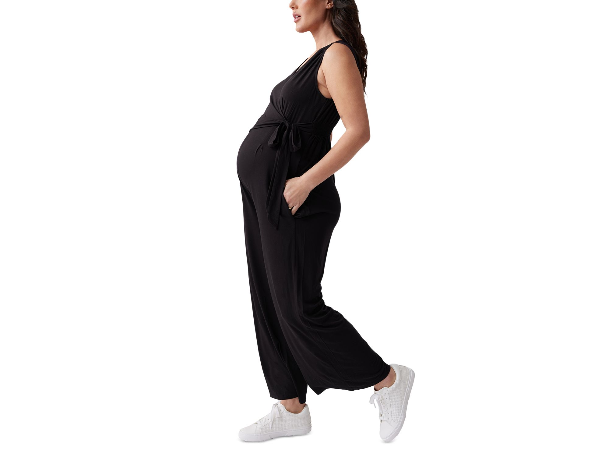 Maternity Sleeveless Knit Jumpsuit — Image 3