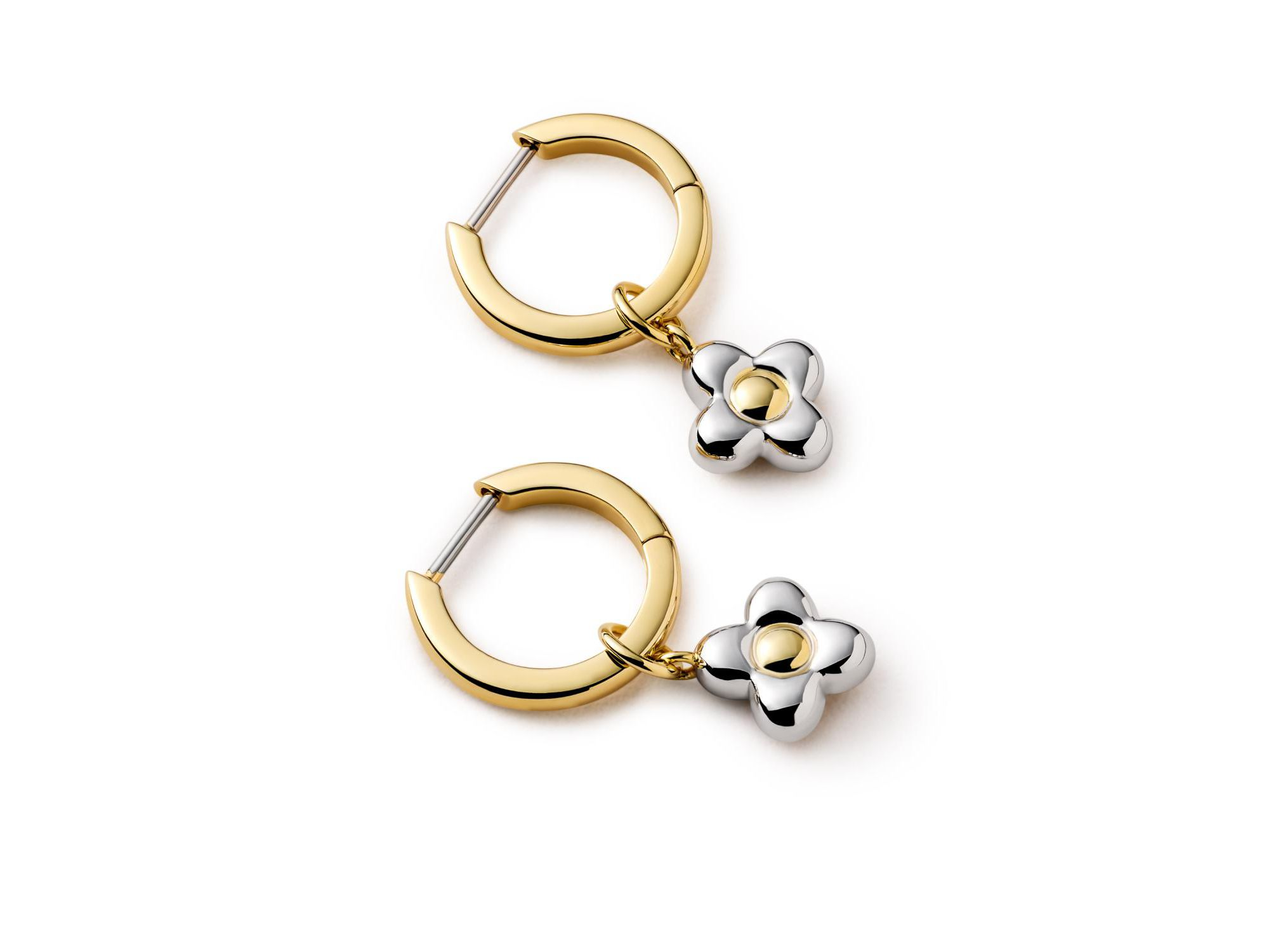 Gold Liora Hoops Flower Earrings — Image 3