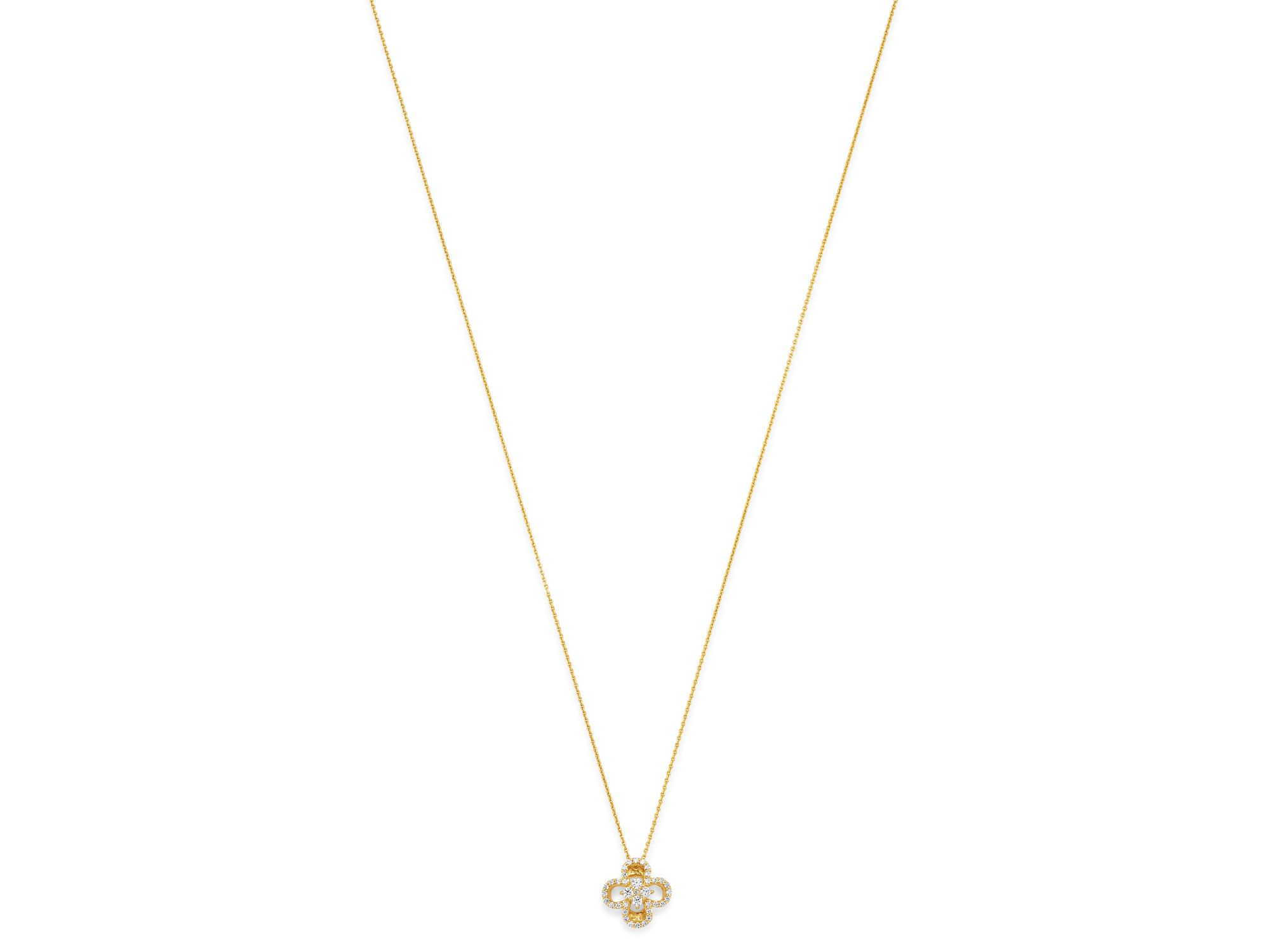 Diamond Clover Pendant Necklace in 14K Yellow Gold, 0.15 tcw — Image 3