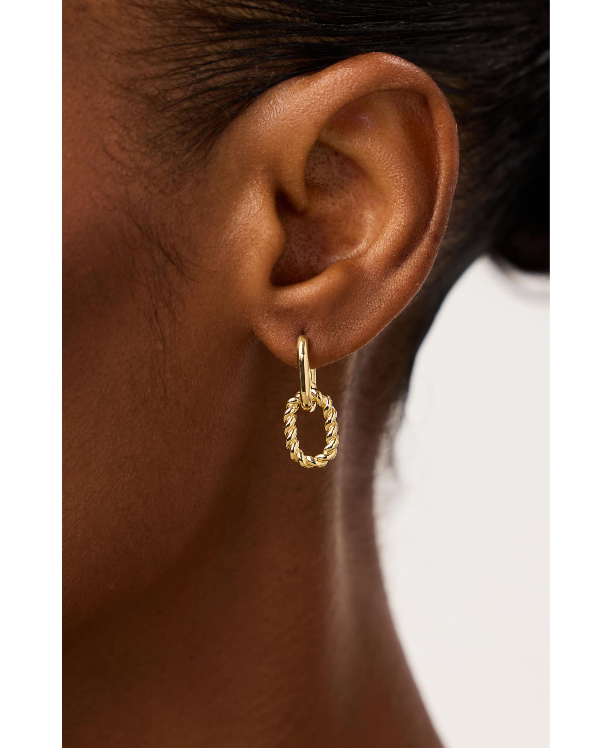 Ash Double Mini Gold Drop Earrings — Image 4