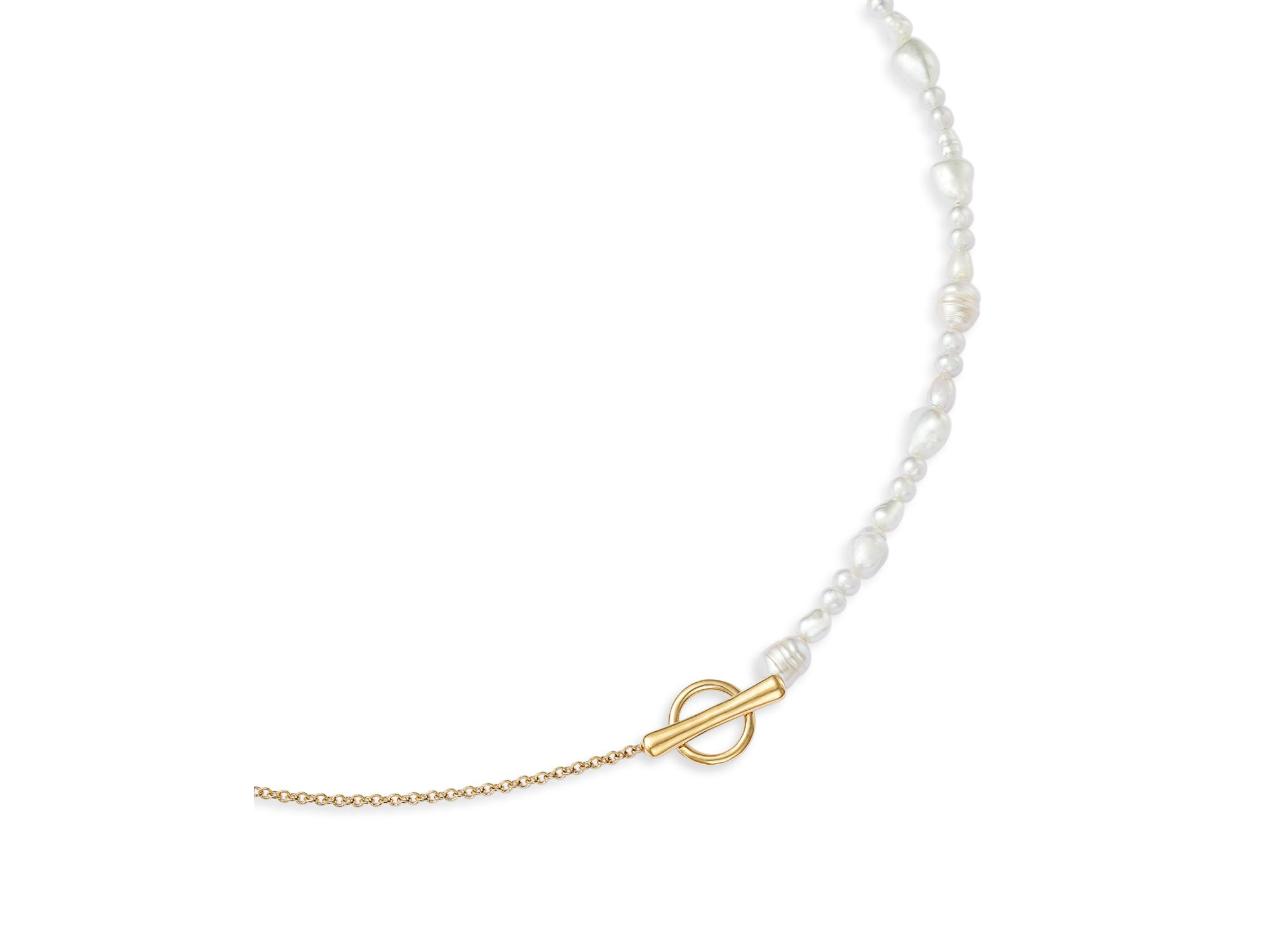 14K Yellow Gold Freshwater Pearl Toggle Necklace, 16" — Image 3