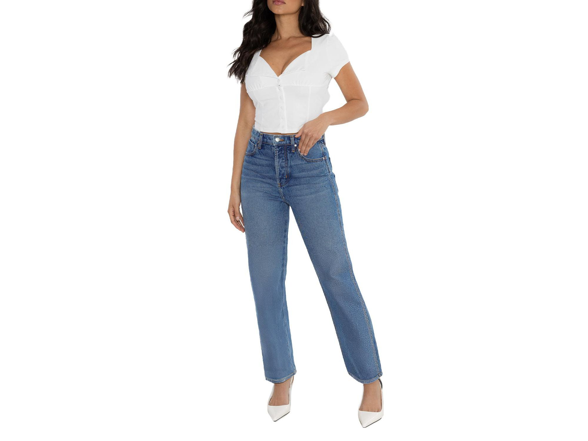High Rise Tracy Straight Jean in Ocean Blue — Image 4