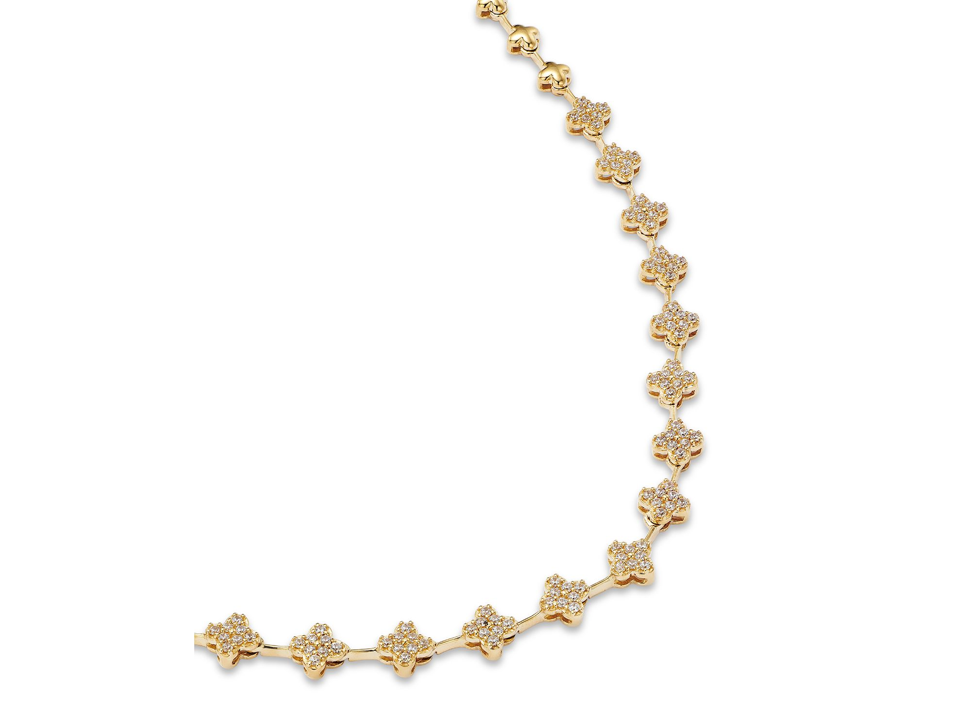 Diamond Clover Cluster Collar Necklace in 14K Yellow Gold, 0.50 tcw — Image 3