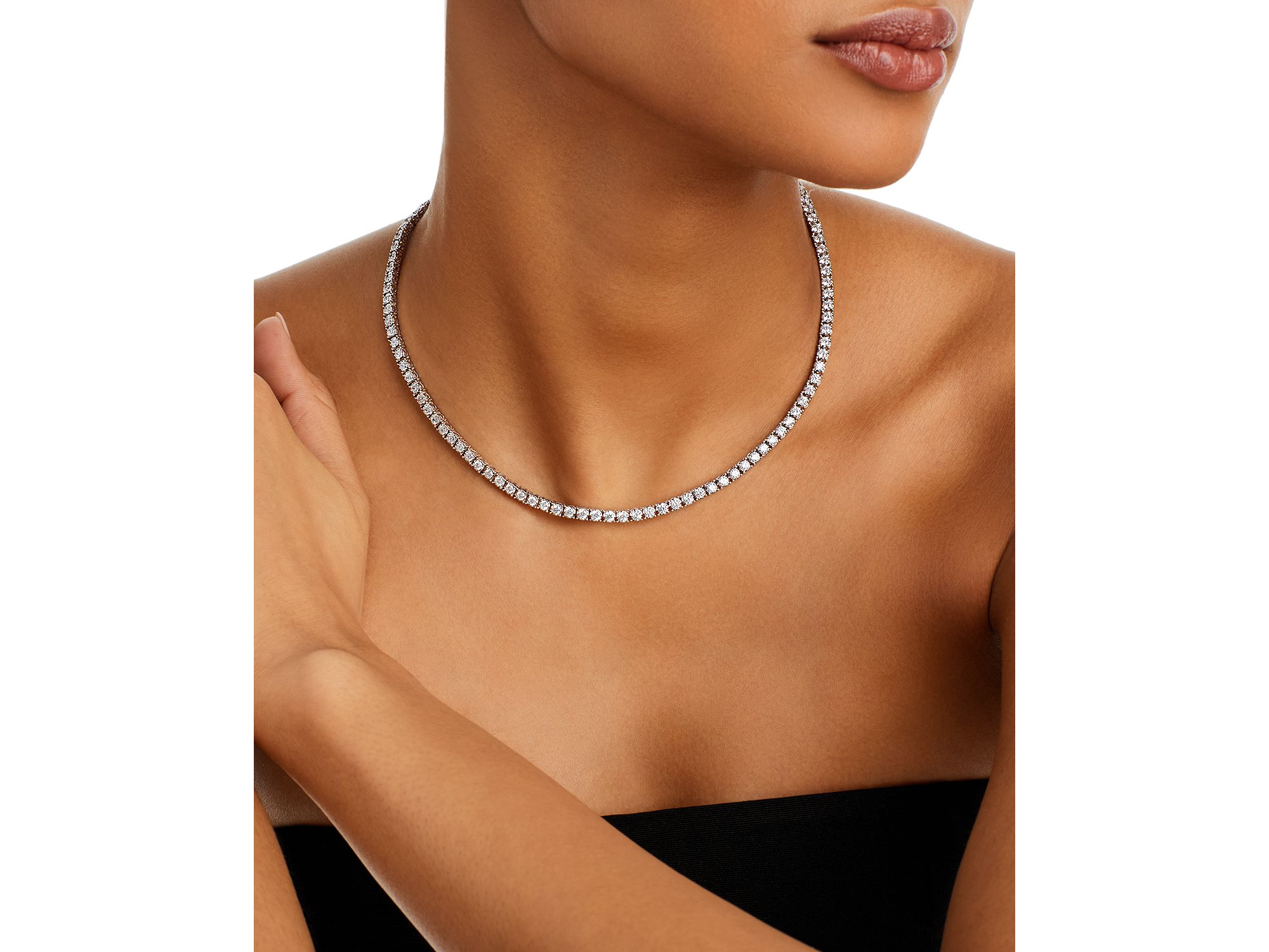 Diamond Classic Tennis Necklaces in 14K White Gold, 3.0-7.0 tcw — Image 6