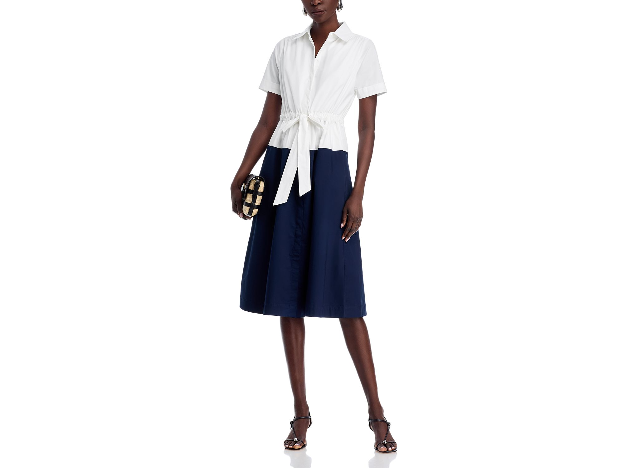 Short Sleeve Button Down Colorblock Dress — Image 3