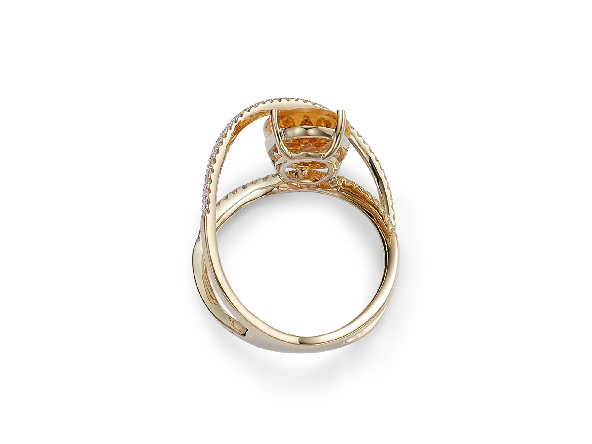 Citrine & Diamond Statement Ring in 14K Yellow Gold — Image 3