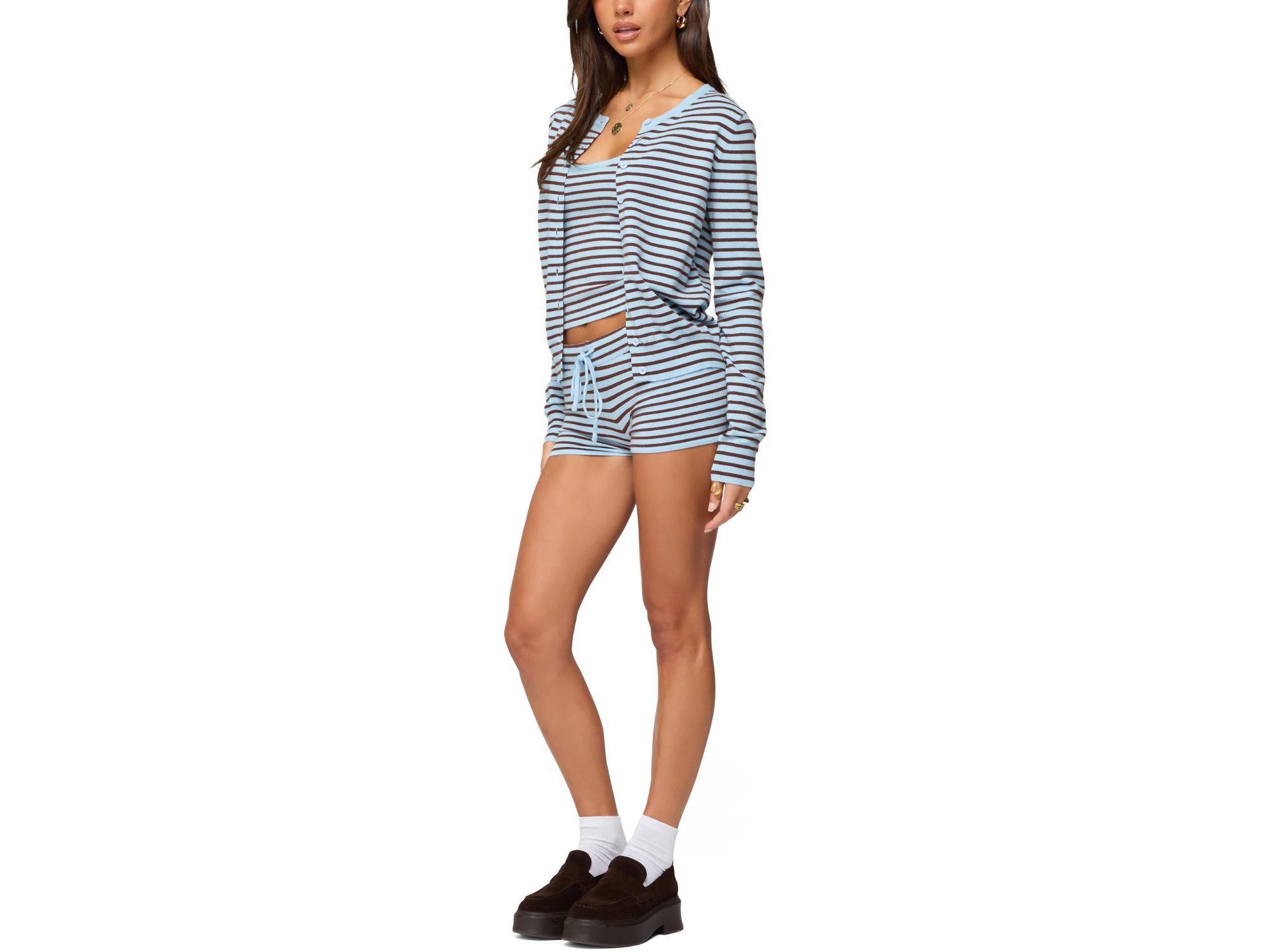 Lillian Striped Button Up Knit Cardigan — Image 5