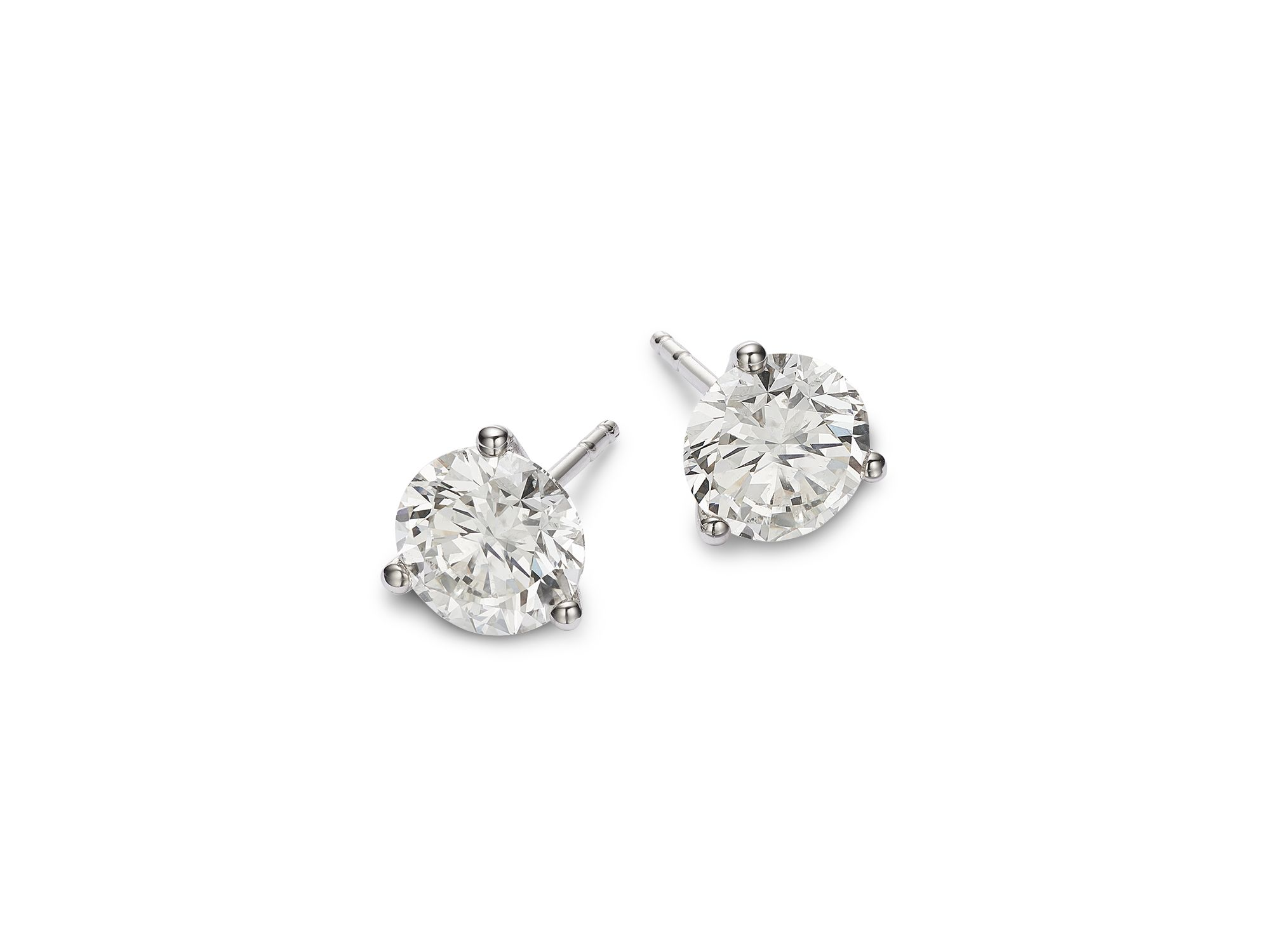 Luxe Collection Certified Lab Grown Diamond Three Prong Stud Earrings in 14K White Gold, 3.0 tcw — Image 3