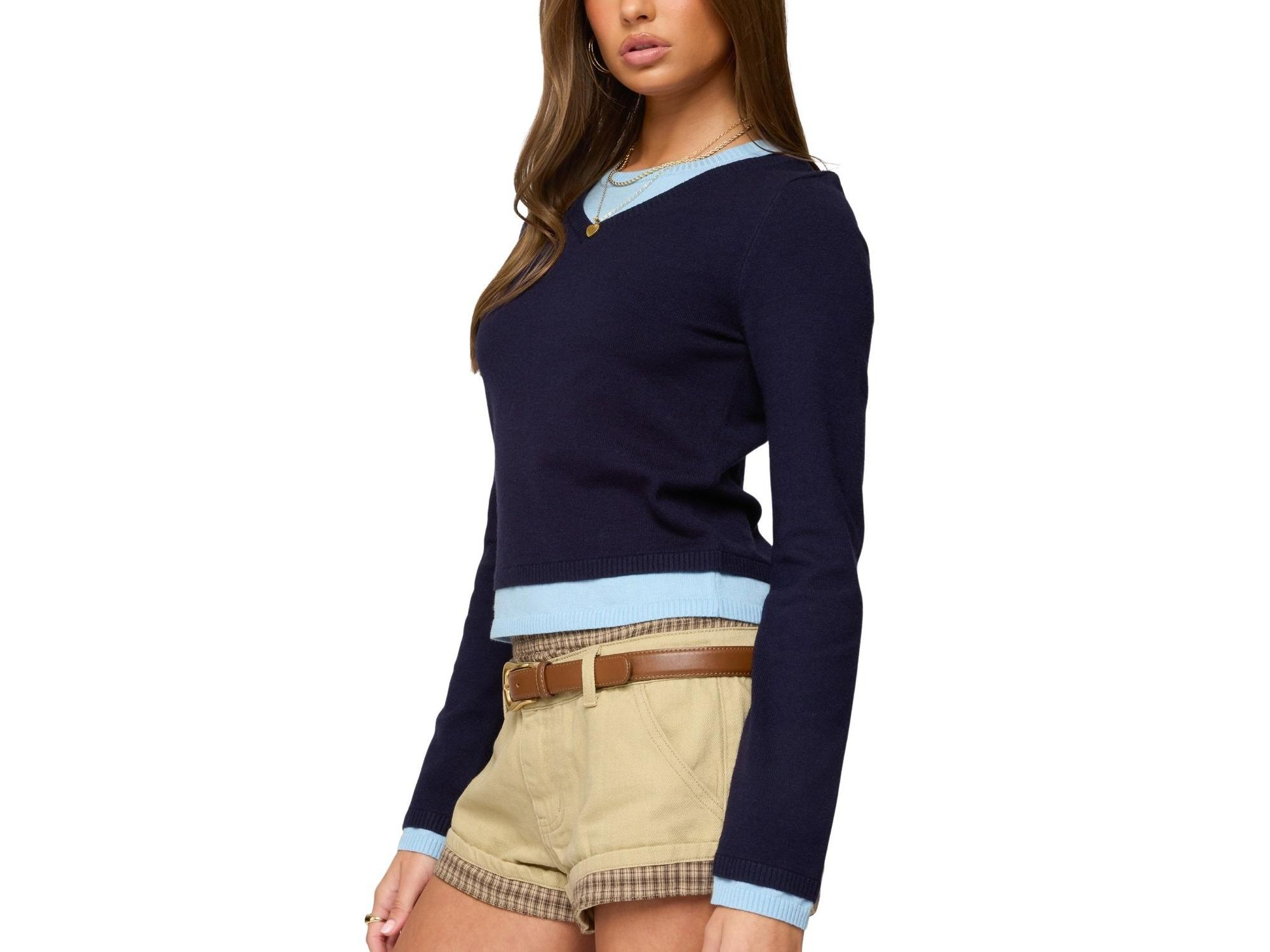 Marthie Layered Knit V Neck Top — Image 3