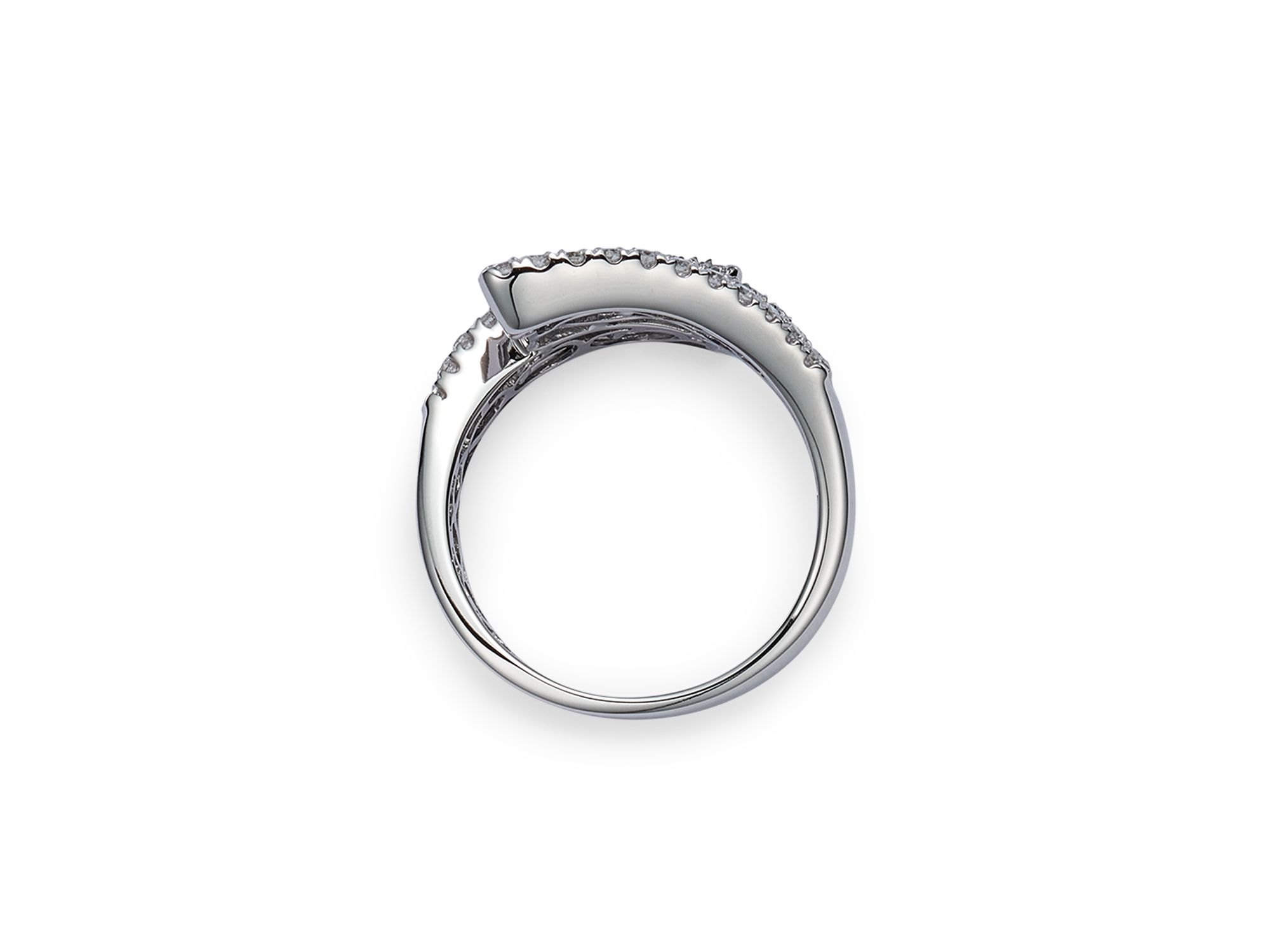 Sapphire & Diamond Bypass Ring in 14K White Gold — Image 5