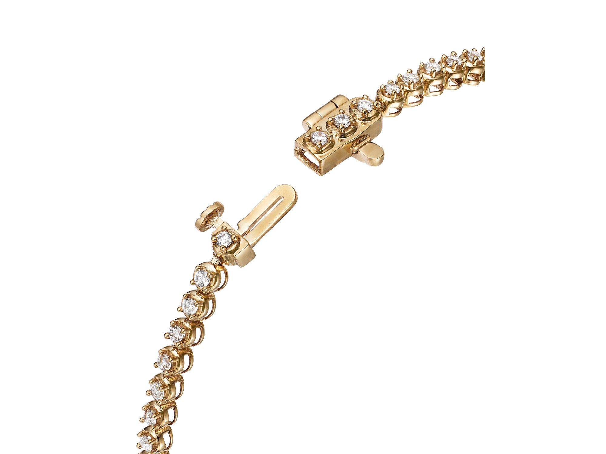 Diamond Station Tennis Bracelet in 14K Yellow Gold, 1.50 tcw — Image 4