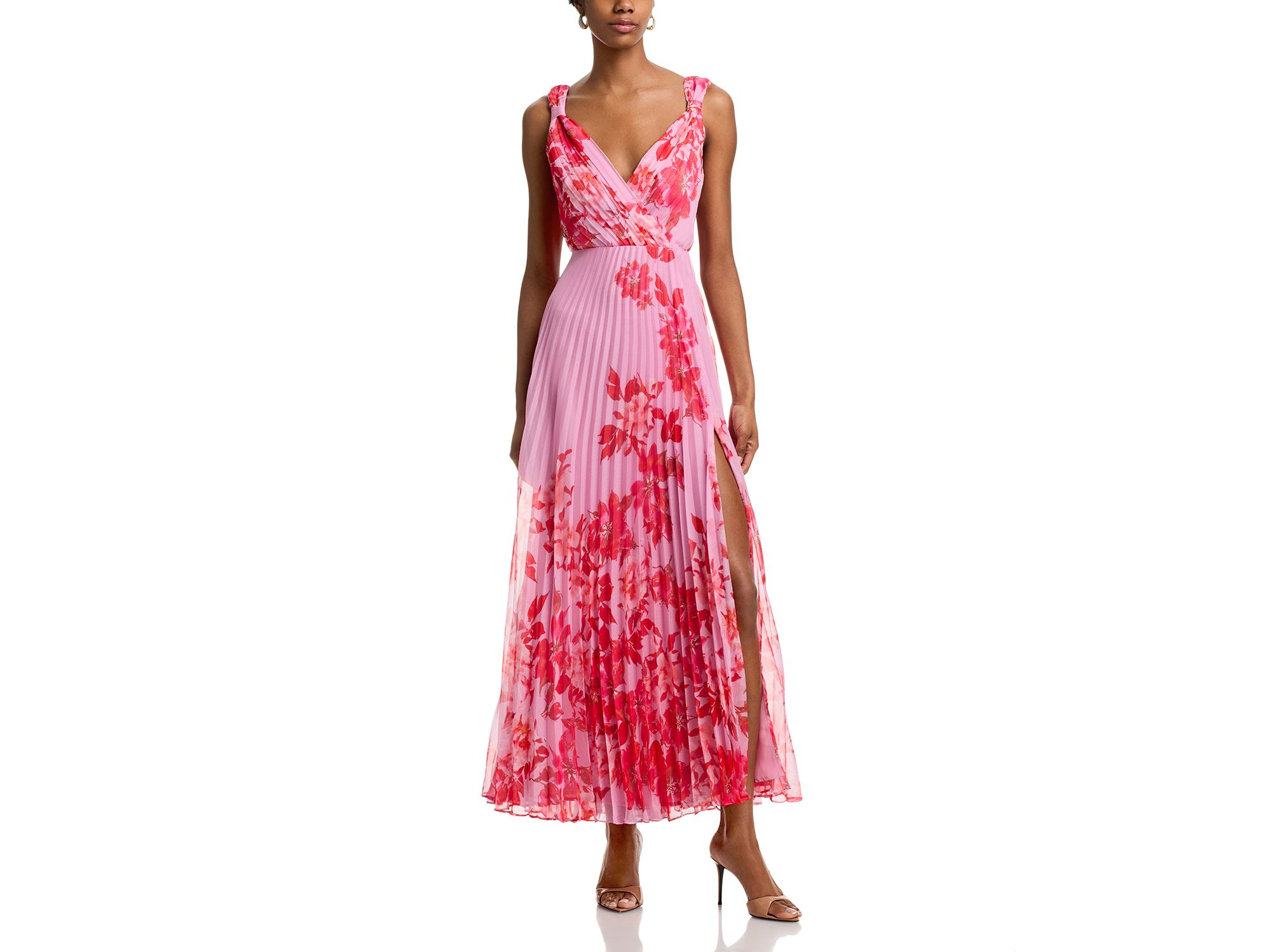 Pleated Floral Guest of Dress - Exclusive — Image 3