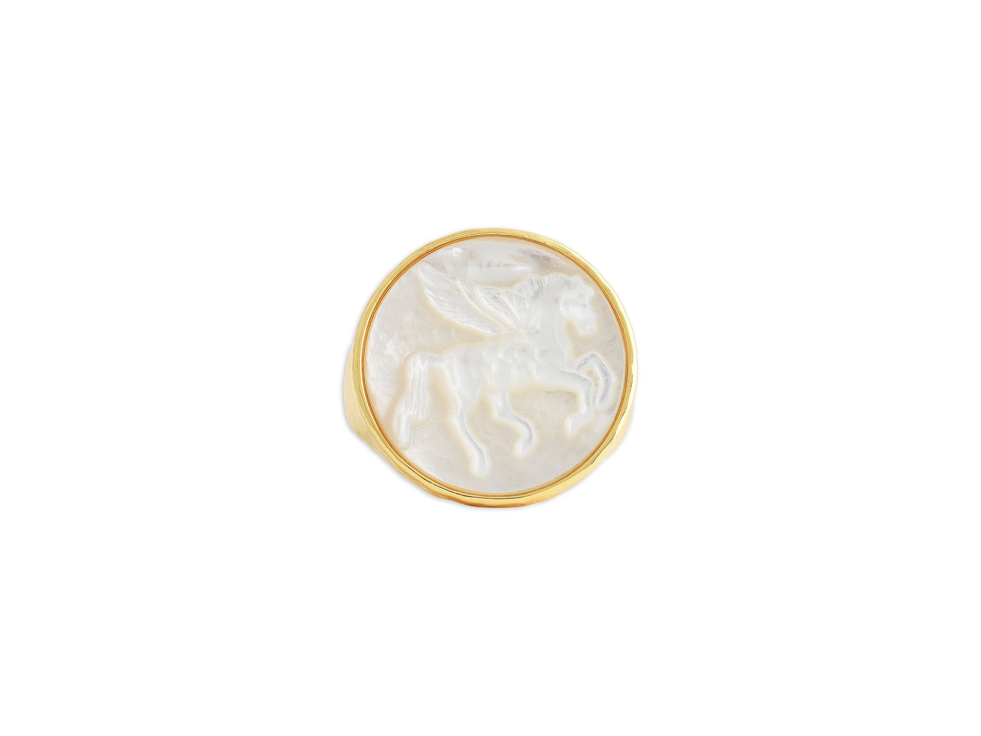 Mother Of Pearl Pegasus Coin Signet Ring — Image 3