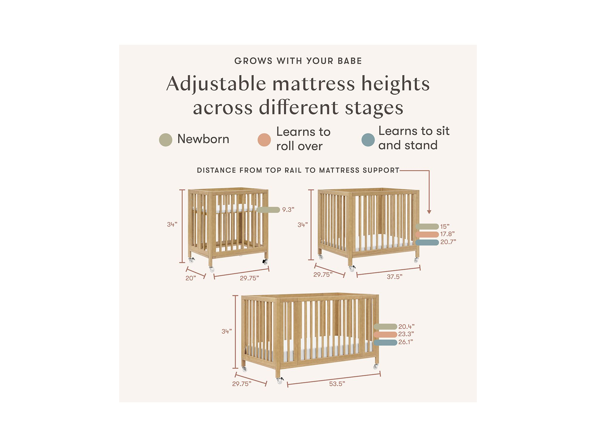 Rolli 9 in 1 Convertible All Stages® Crib with Bassinet & Toddler Bed Conversion Kits — Image 14