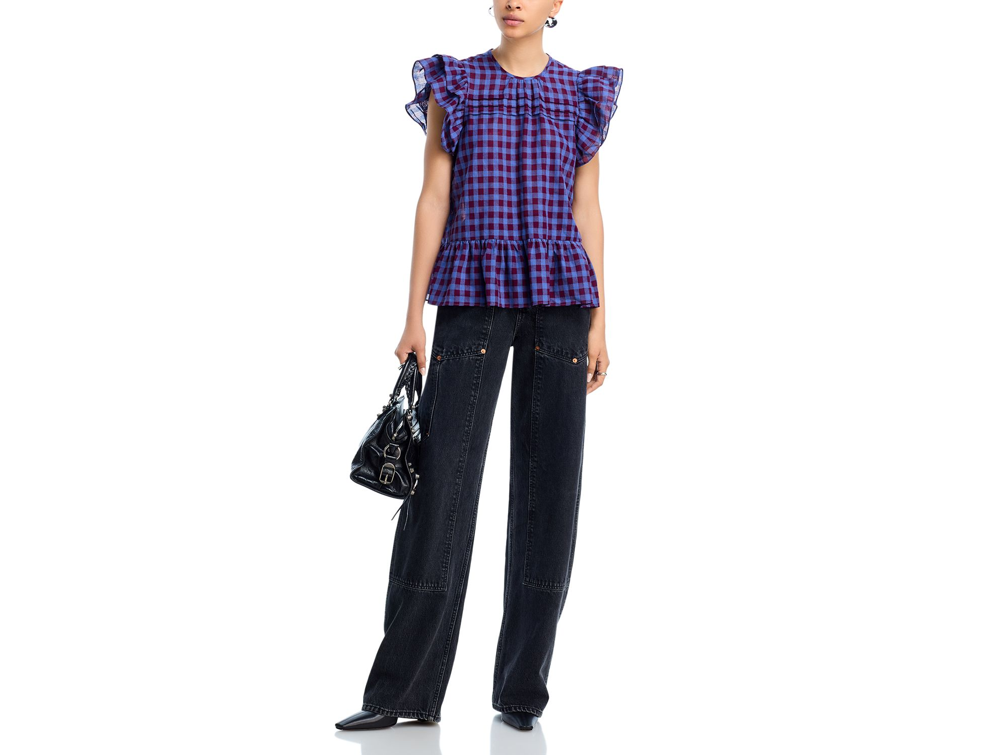 Flutter Sleeve Plaid Top - Exclusive — Image 4