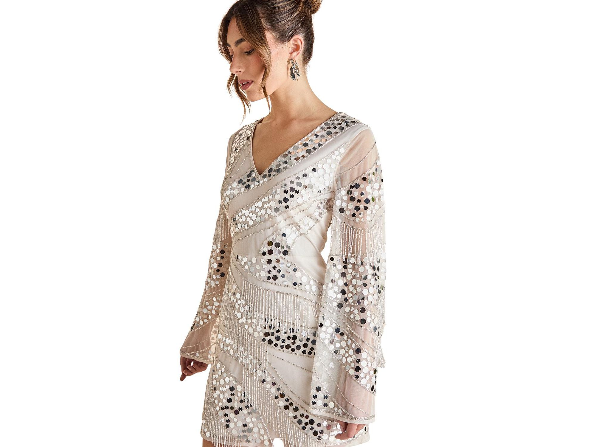 Flare Sleeve Sequin Mini Dress — Image 4