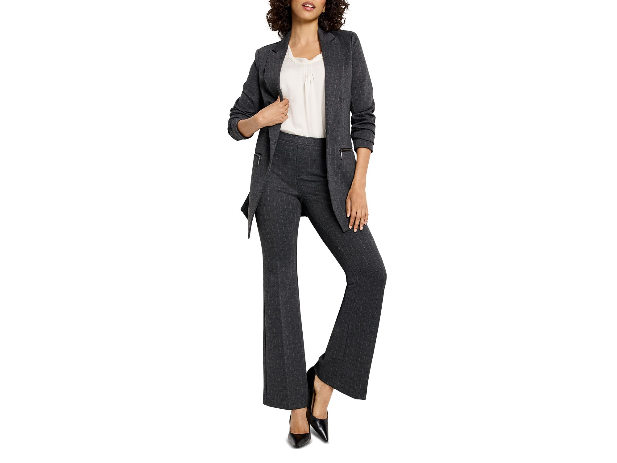 Pinstripe Ponte Pants — Image 4