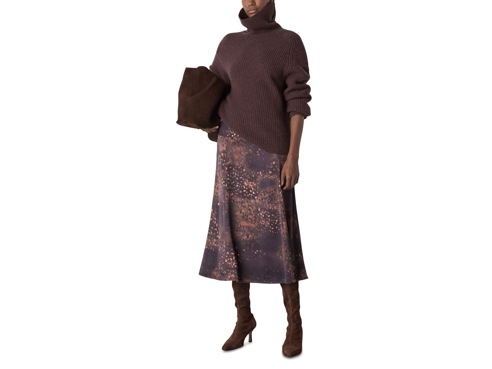 Spotted Animal Midi Satin Skirt — Image 5