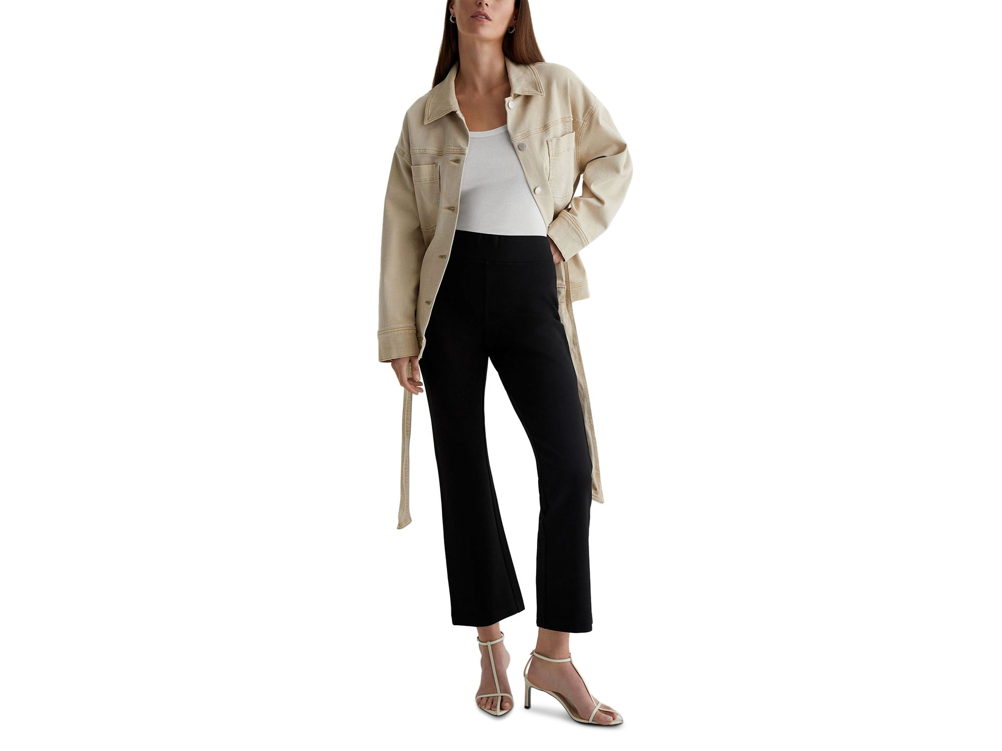 Salma Pull On Flare Leg Jeans in Super Black — Image 3