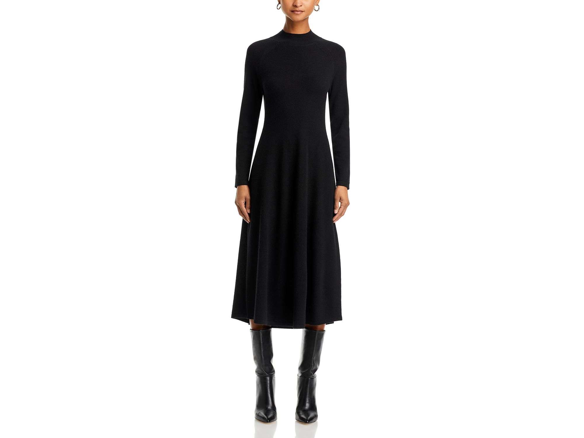 100% Cashmere Mock Neck Dress — Image 10