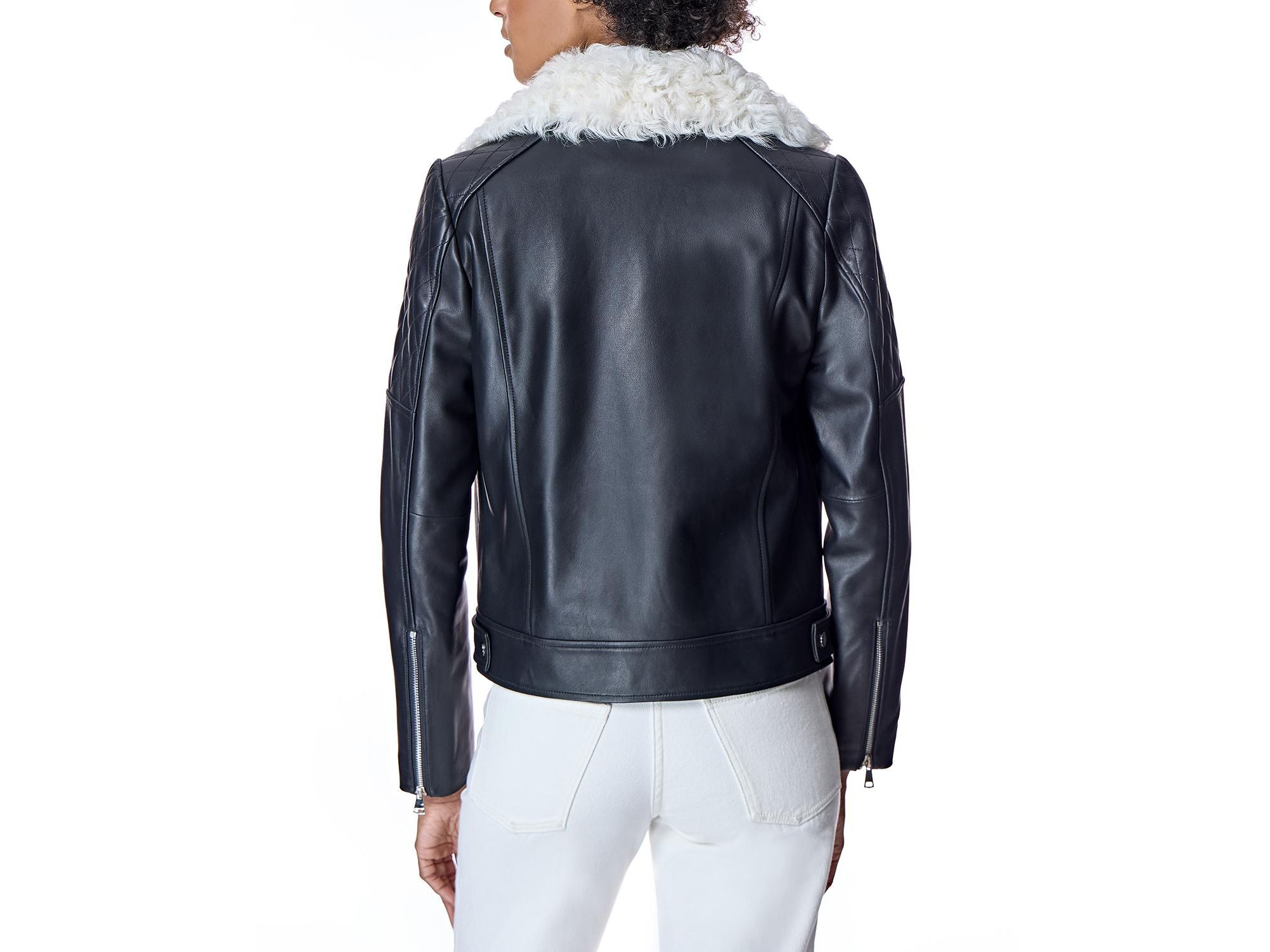 Leather Jacket with Shearling Collar — Image 5