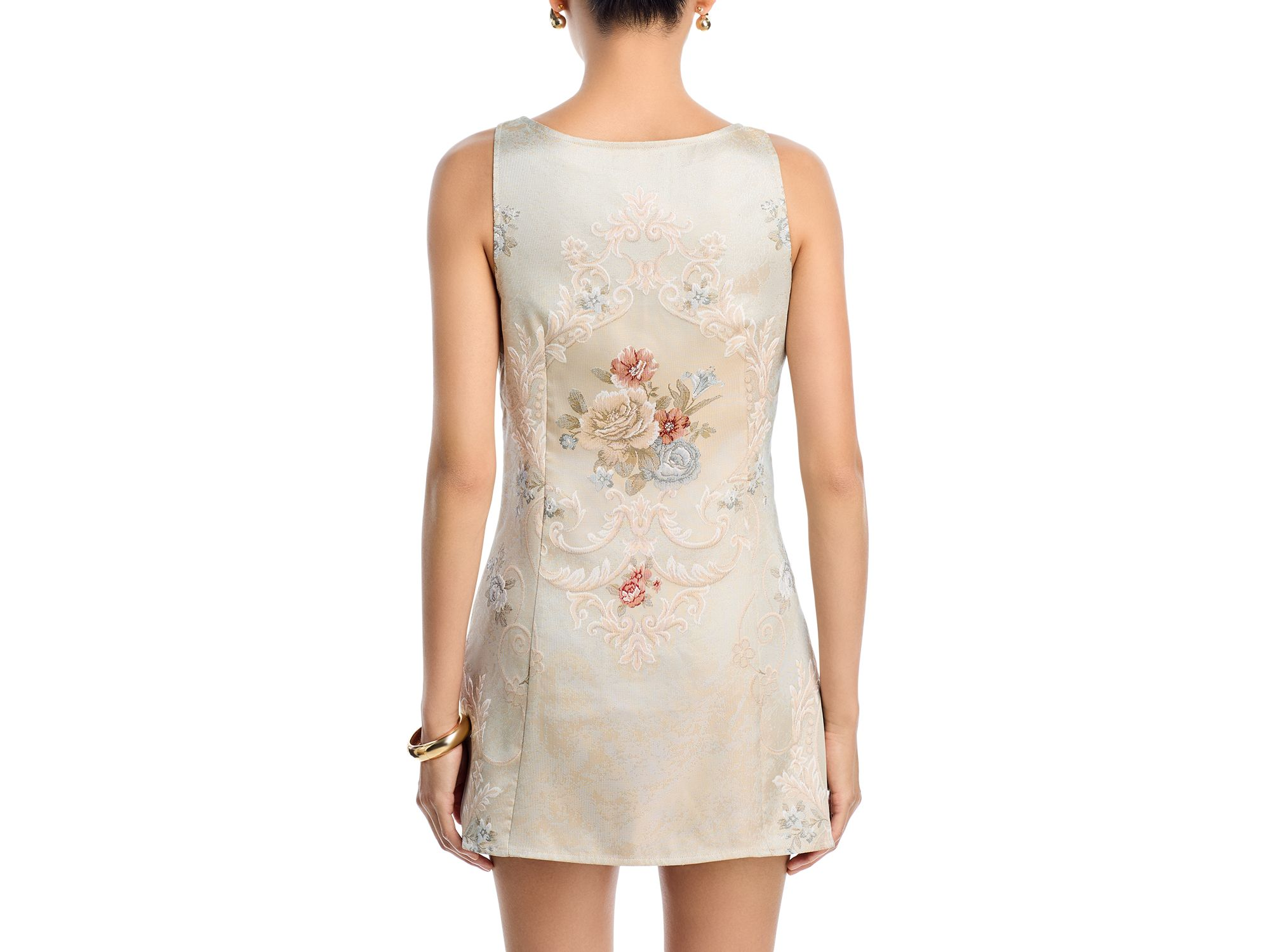 Jacquard Rose Sleeveless Mini Dress - Exclusive — Image 3