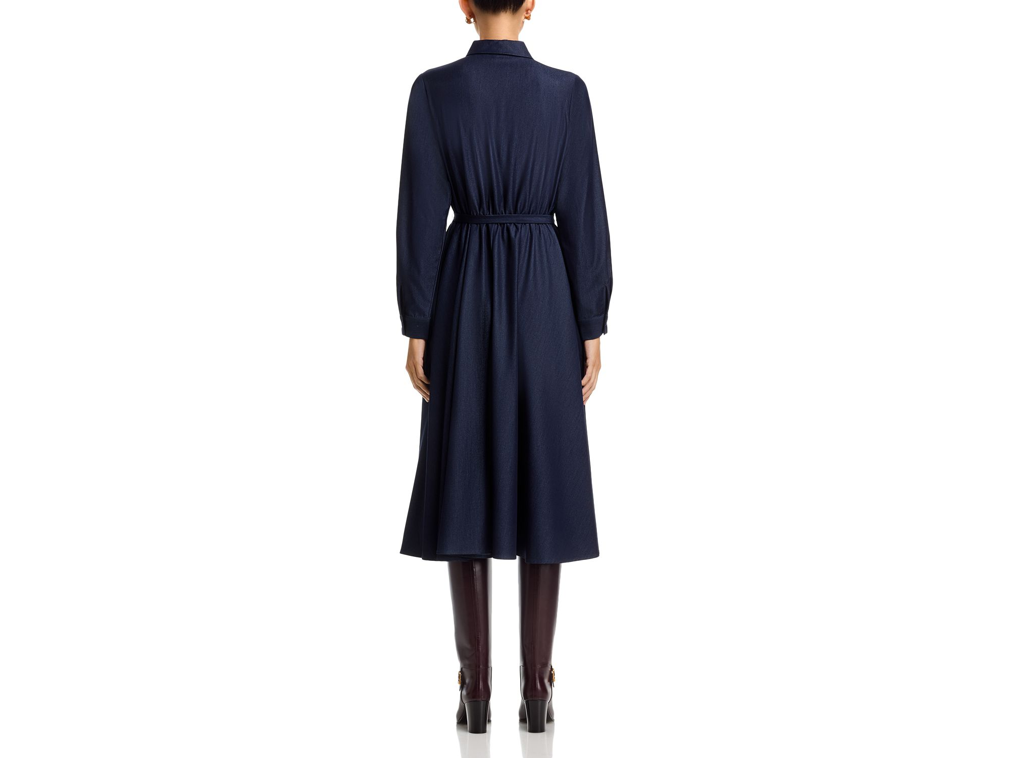 Button Down Belted Denim Midi Dress — Image 4