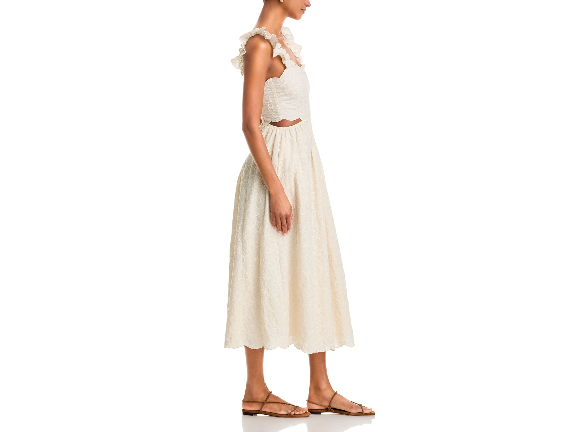 Embroidered Scallop Trim Dress - Exclusive — Image 4