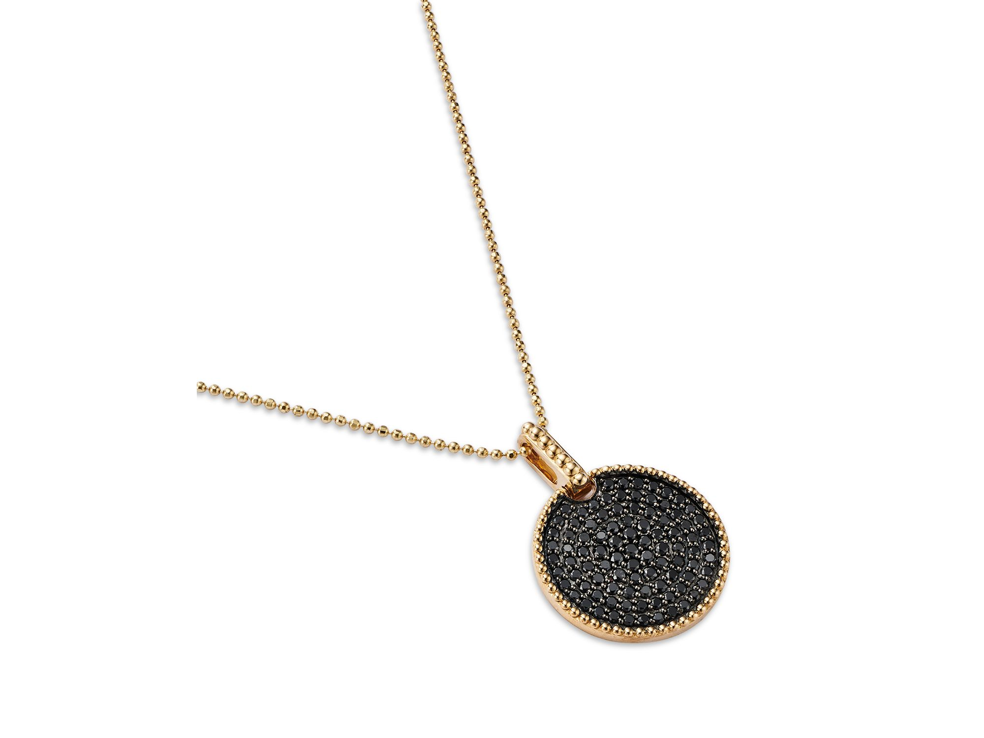Black Diamond Circle Pendant Necklace in 14K Yellow Gold, 0.75 tcw — Image 3