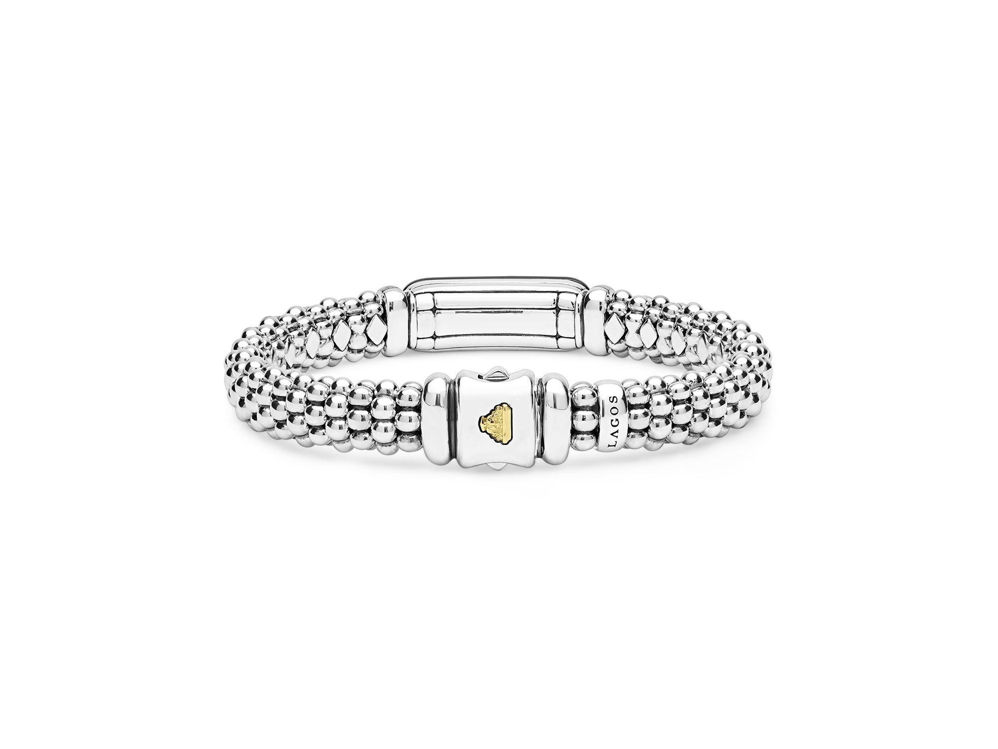 18K Yellow Gold & Sterling Black Caviar Diamond & Black Ceramic Cluster Bracelet — Image 5