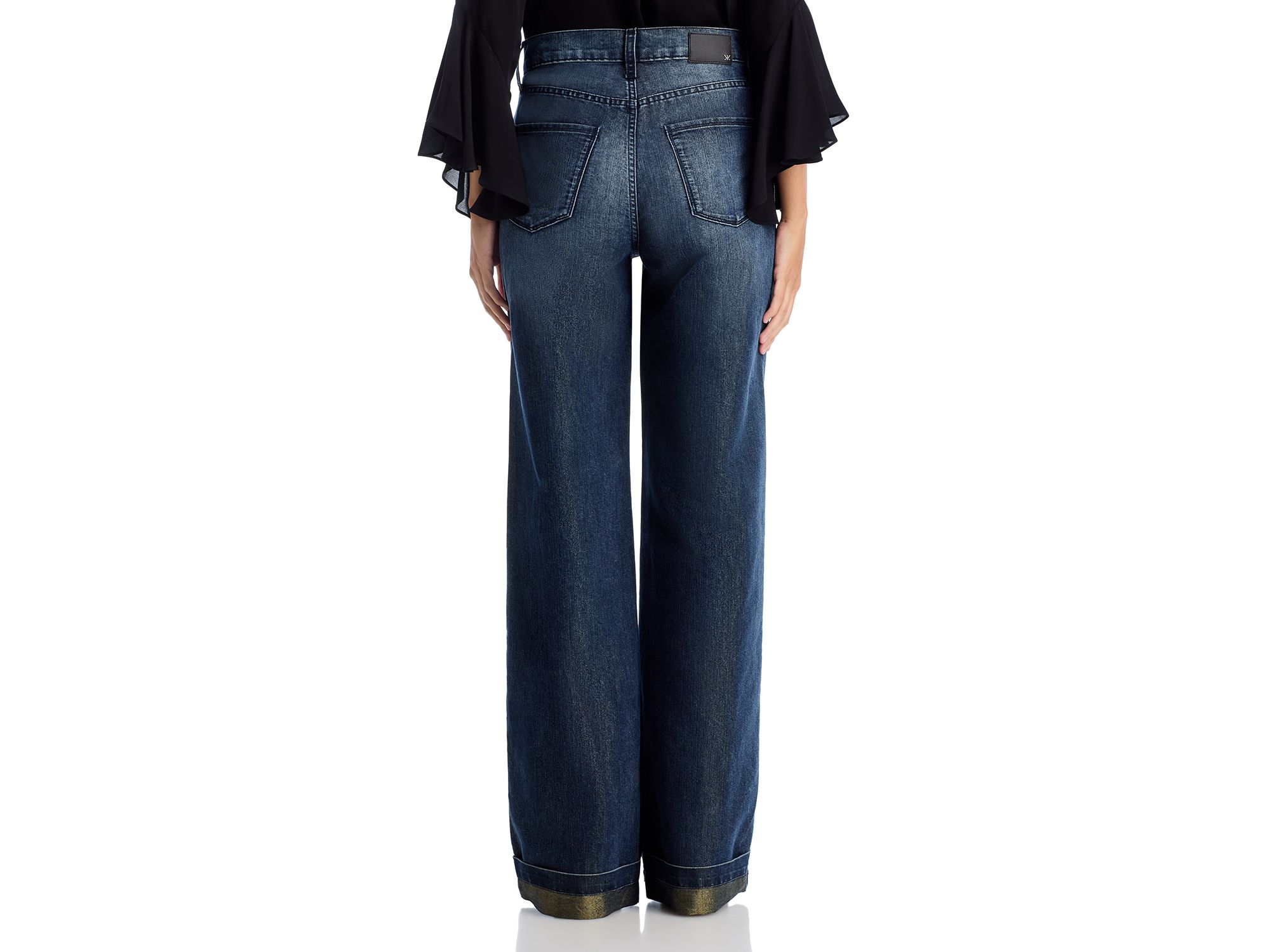 Georgia Wide Leg Metallic Jeans in Indigo — Image 3