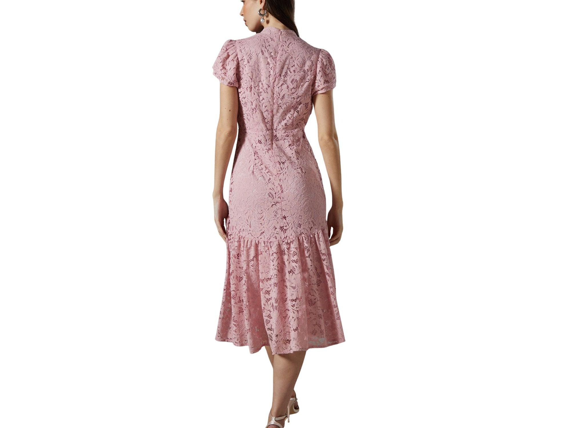 Lace Frill Sleeve High Neck Midi Dress — Image 4