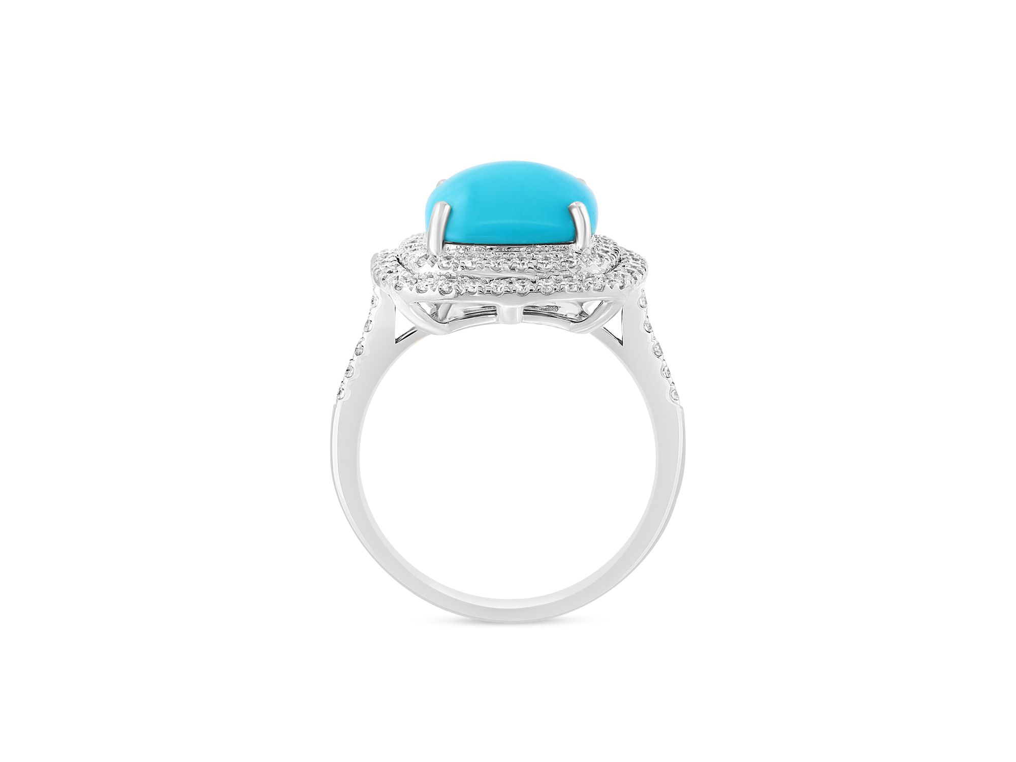 Turquoise & Diamond Halo Ring in 14K White Gold — Image 3