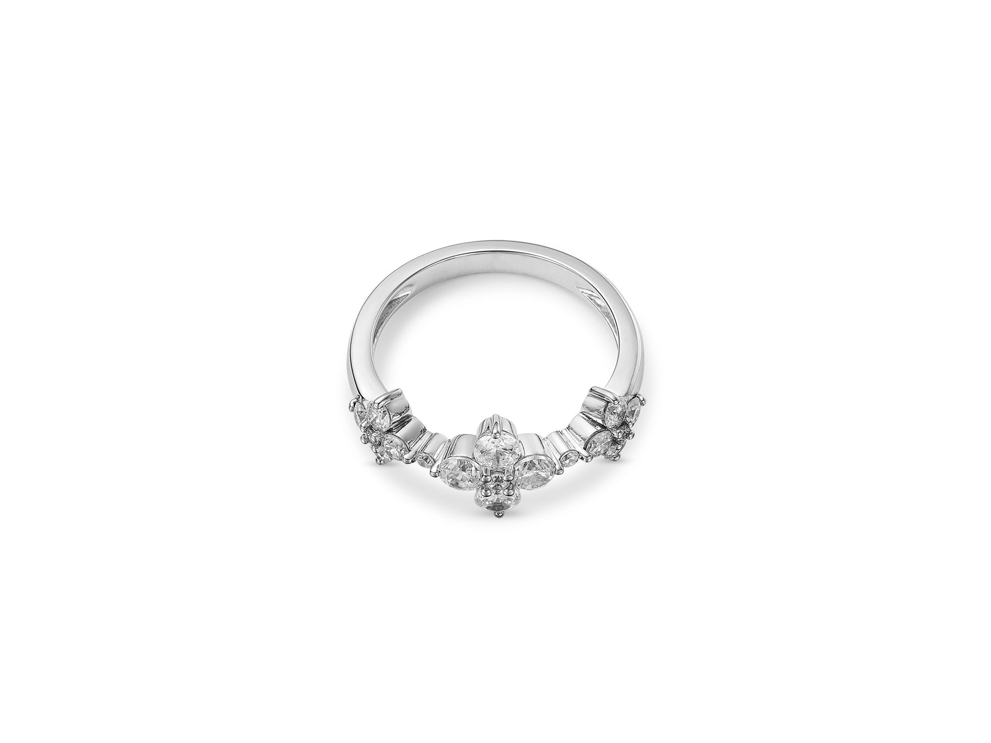 Diamond Clover Ring in 14K White Gold, 1.0 tcw — Image 3