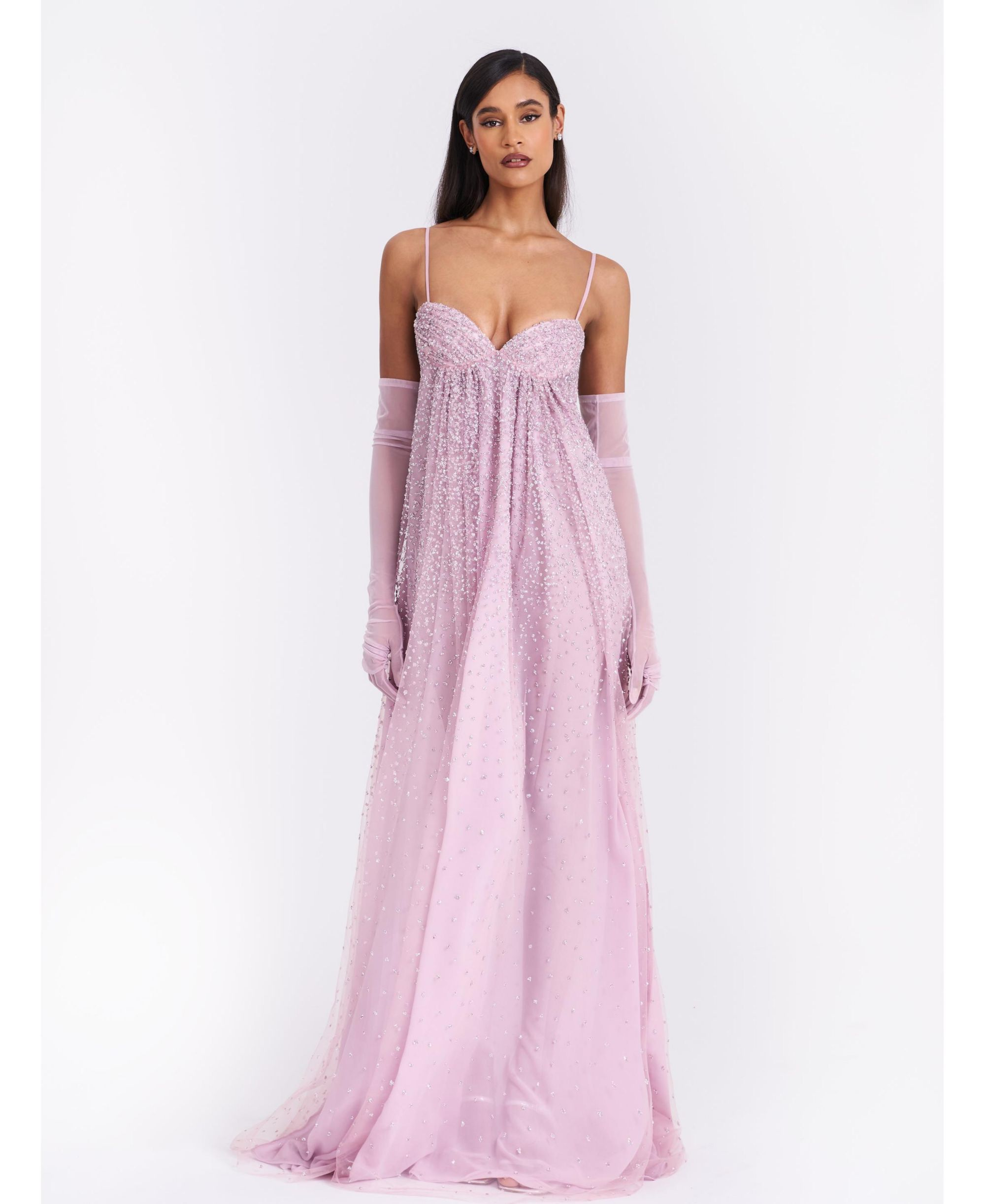 Walliee Rhinestone Embellished Mesh Backless Gown — Image 5